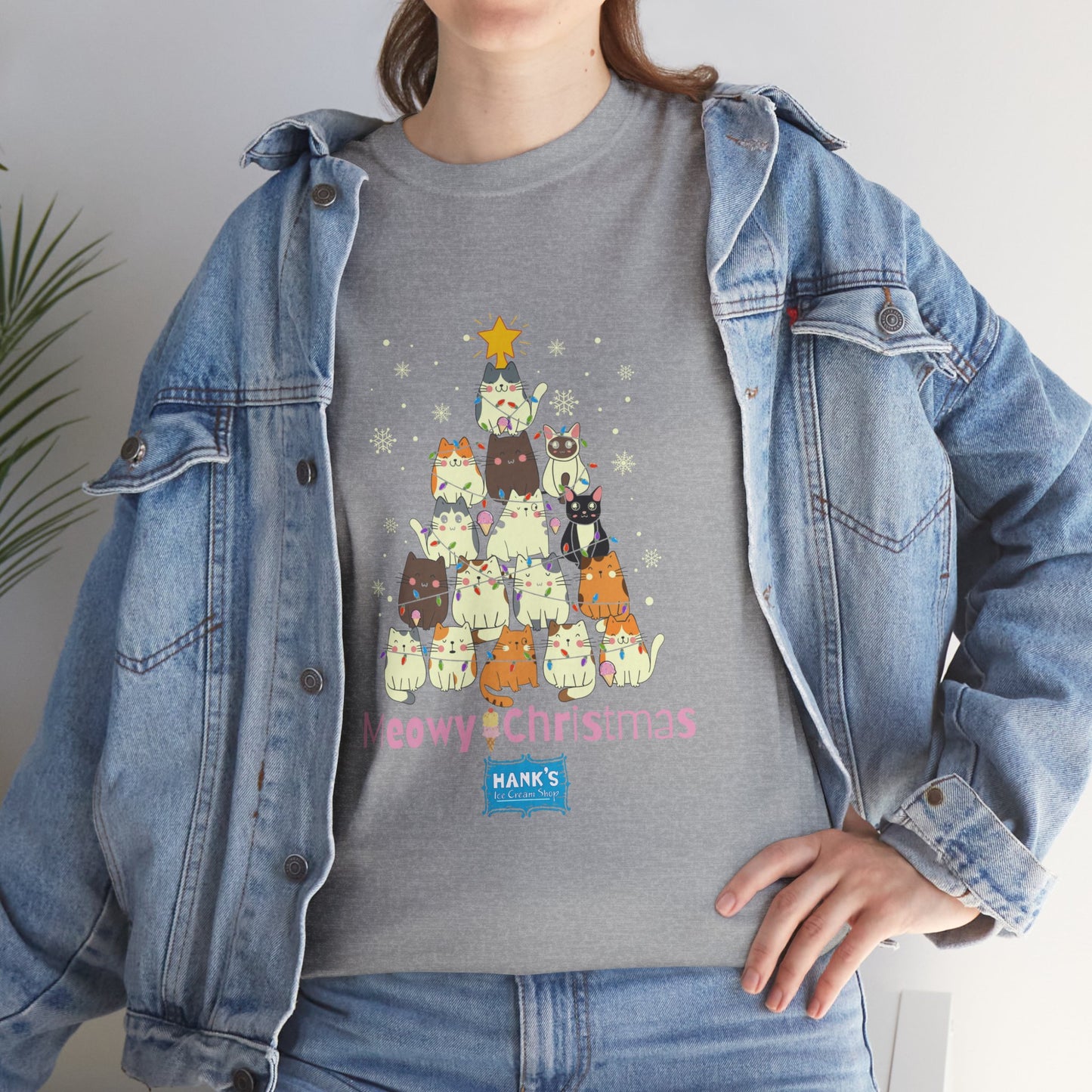 Meowy Christmas. Adult Heavy Cotton Tee