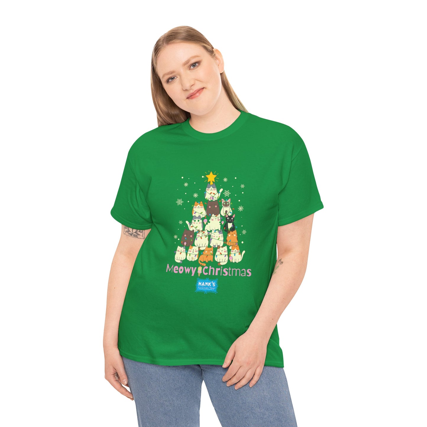 Meowy Christmas. Adult Heavy Cotton Tee