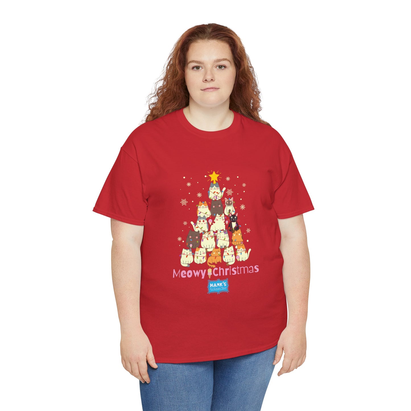 Meowy Christmas. Adult Heavy Cotton Tee