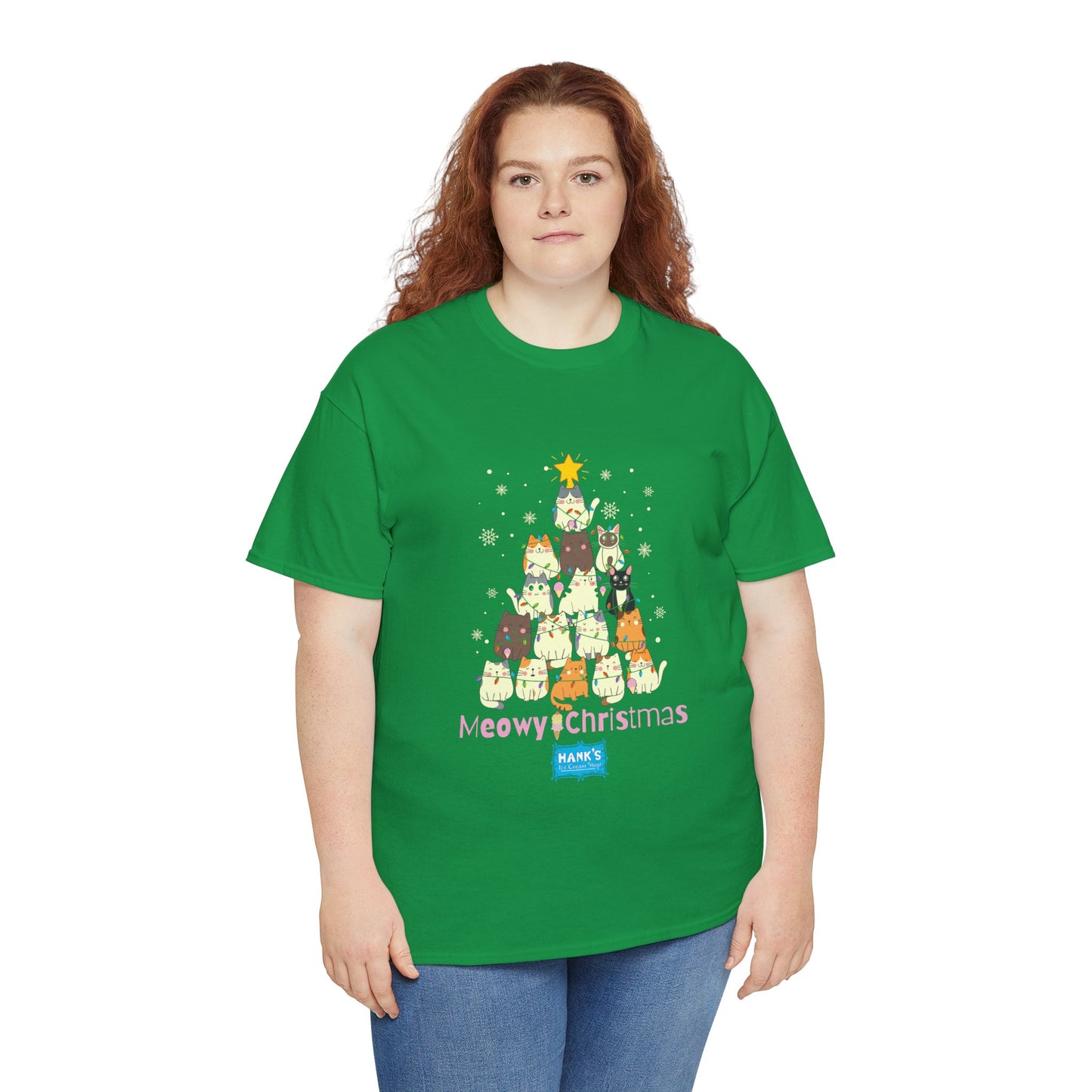 Meowy Christmas. Adult Heavy Cotton Tee