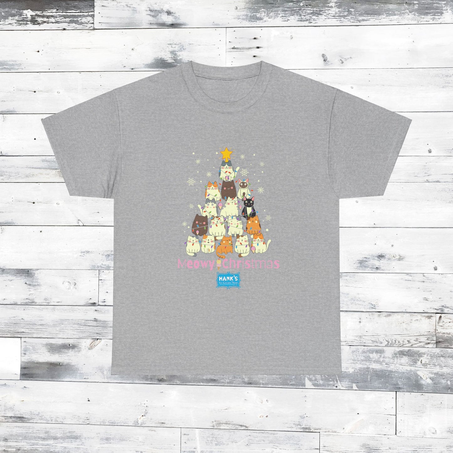 Meowy Christmas. Adult Heavy Cotton Tee