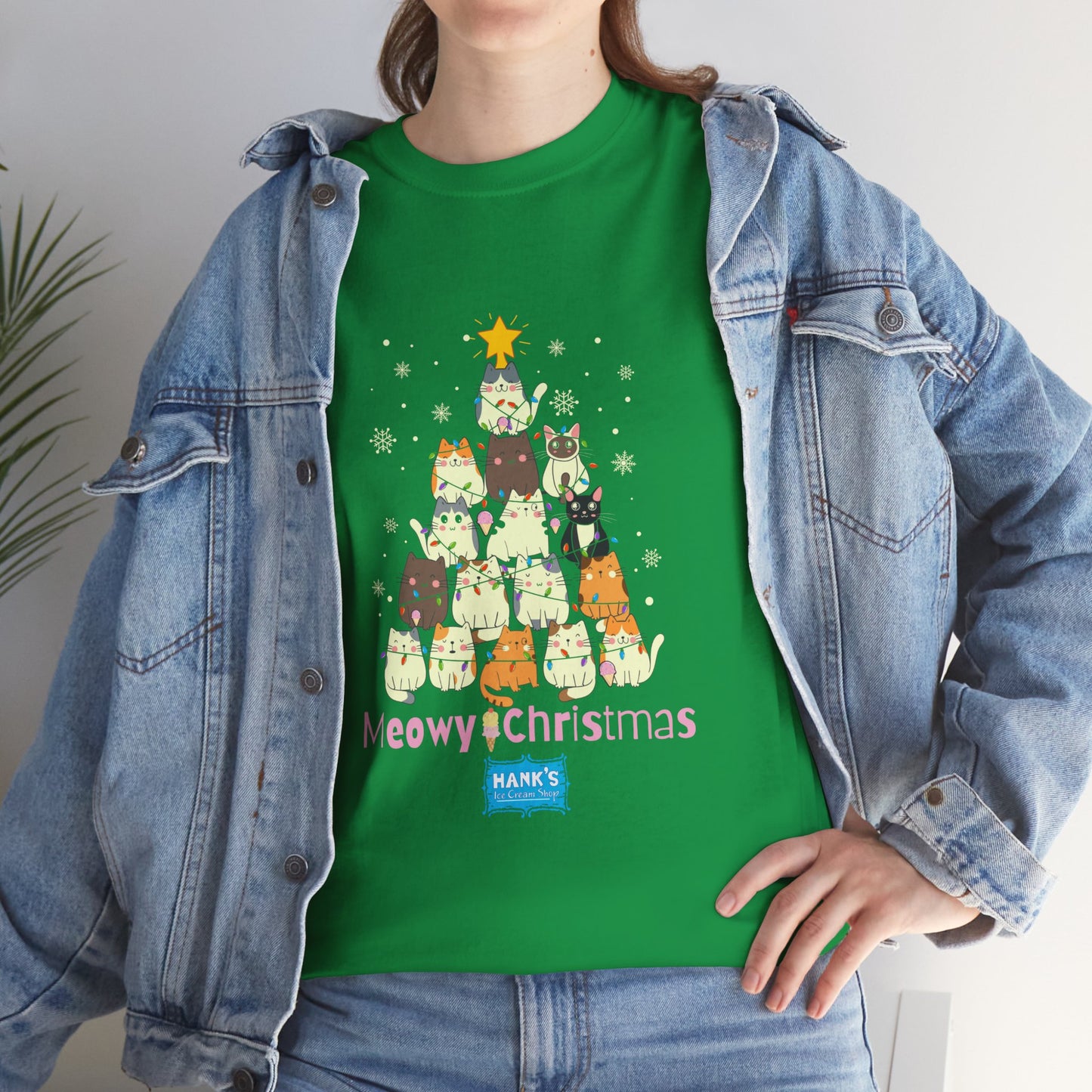 Meowy Christmas. Adult Heavy Cotton Tee