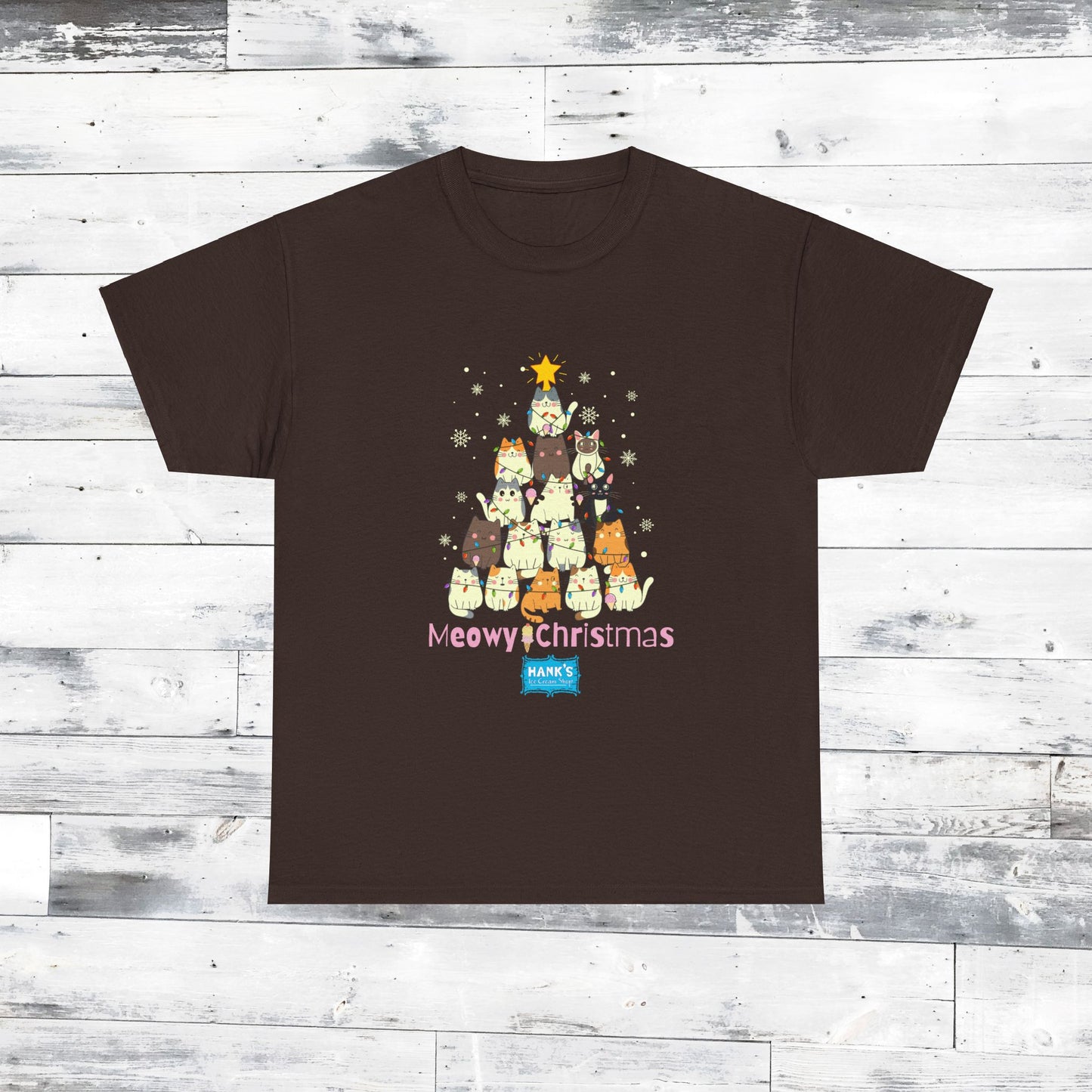Meowy Christmas. Adult Heavy Cotton Tee