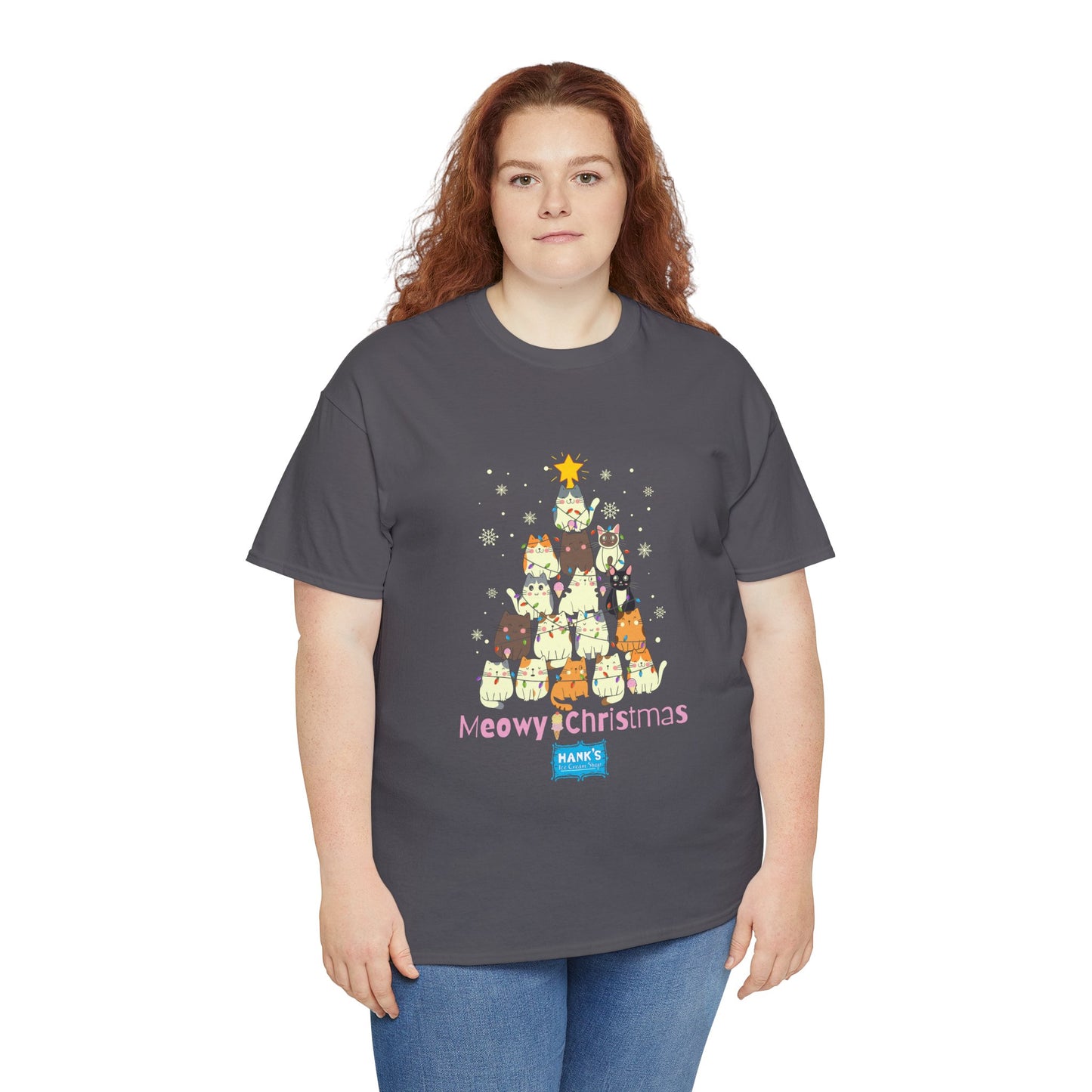 Meowy Christmas. Adult Heavy Cotton Tee