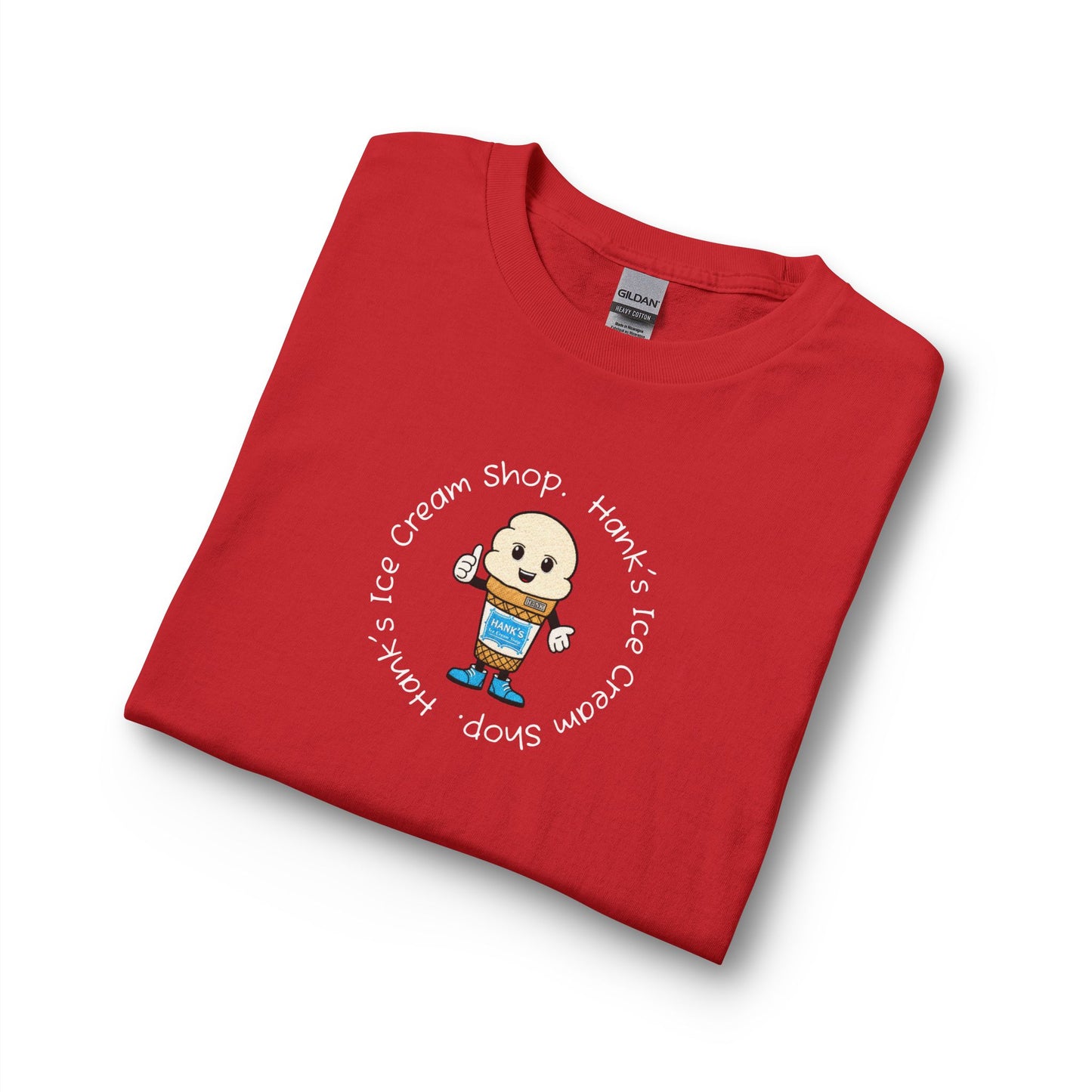 Hank's Ice Cream Shop Cartoon Long Sleeve Tee — 'Hank's Ice Cream Shop' Cute Retro Design. Logo
