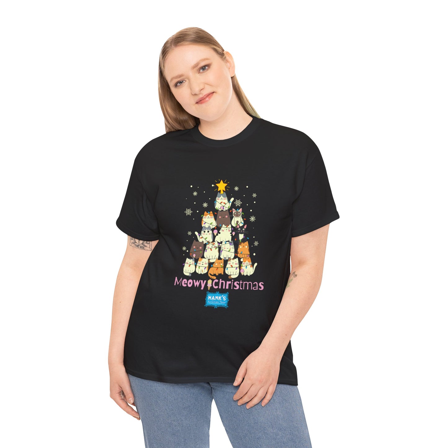 Meowy Christmas. Adult Heavy Cotton Tee