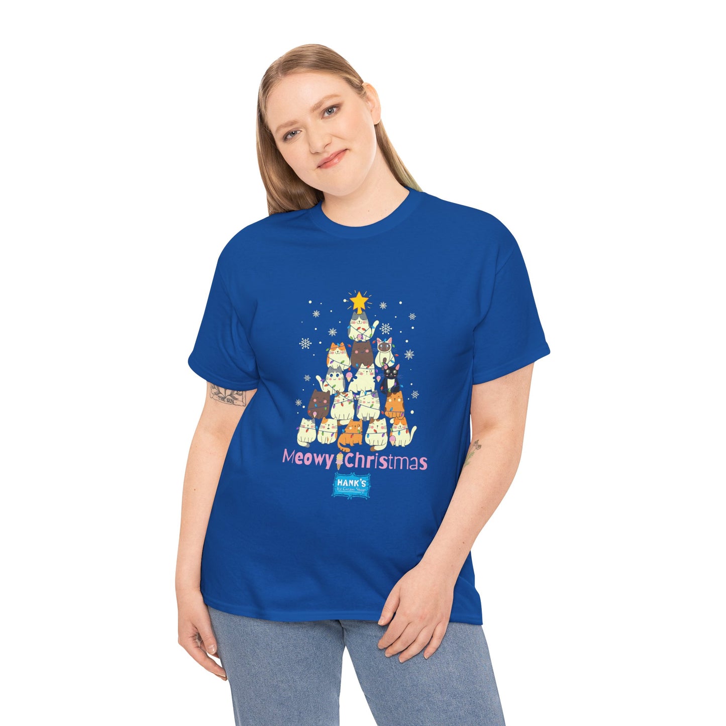 Meowy Christmas. Adult Heavy Cotton Tee