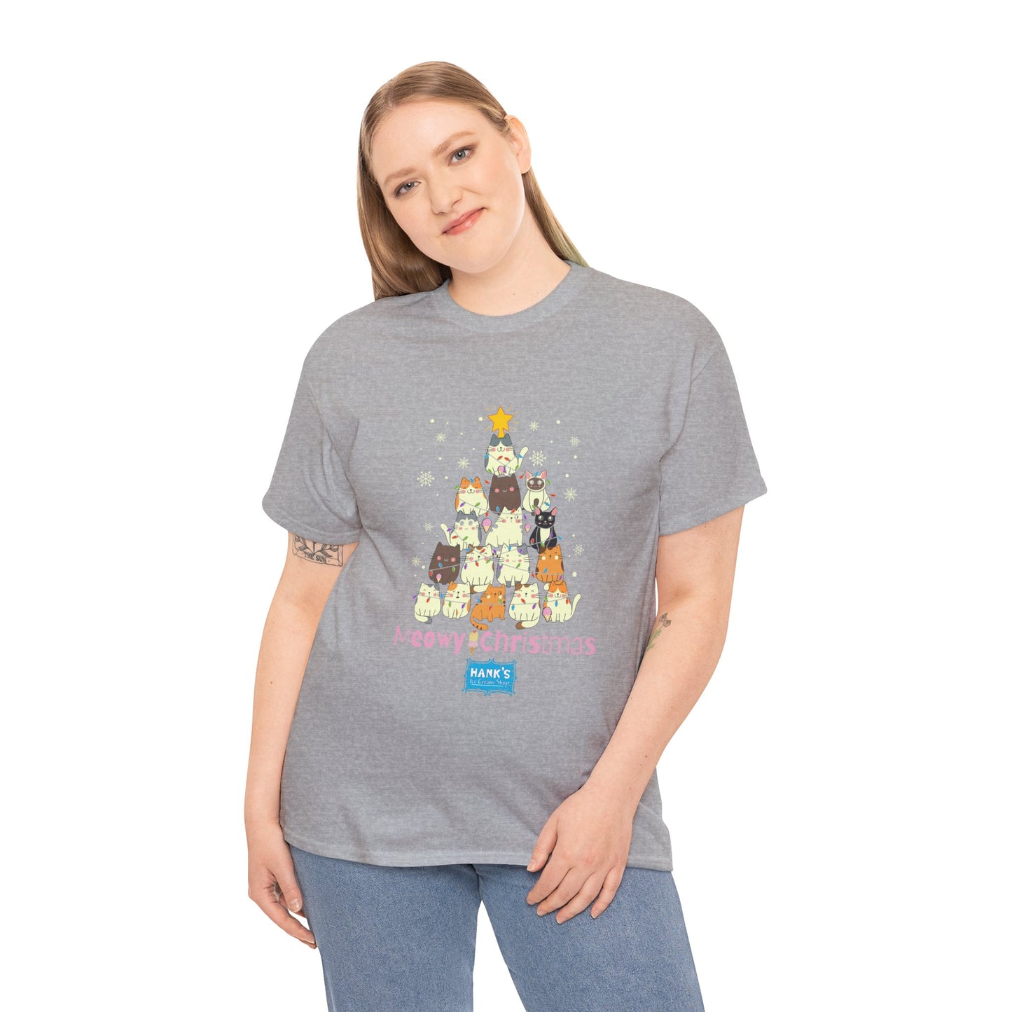 Meowy Christmas. Adult Heavy Cotton Tee