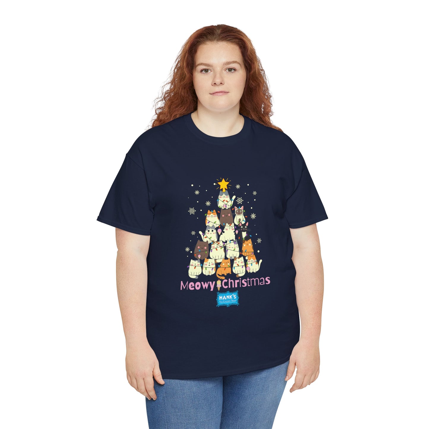 Meowy Christmas. Adult Heavy Cotton Tee