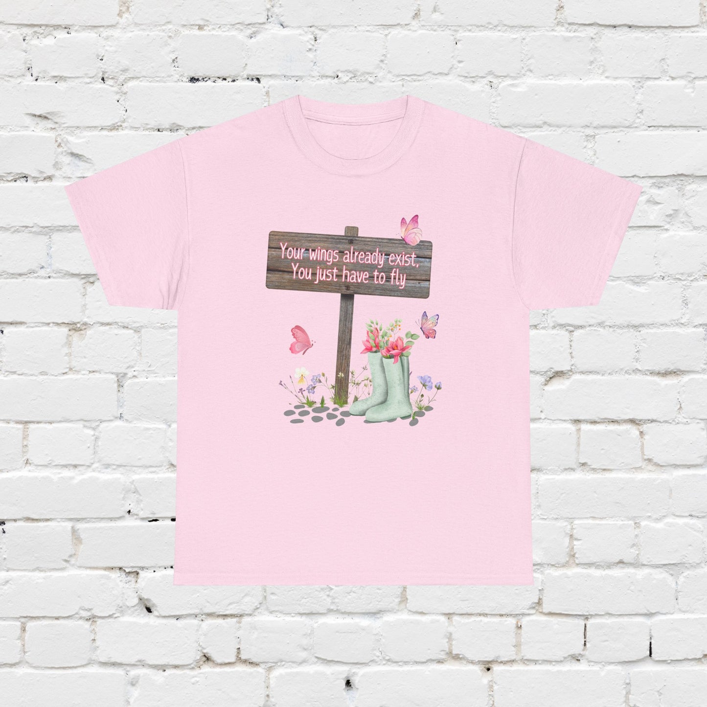 Inspirational Quote Tee - "Your Wings Already Exist" - Heavy Cotton T-Shirt