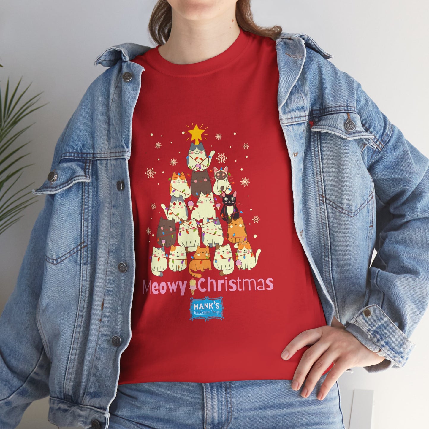Meowy Christmas. Adult Heavy Cotton Tee