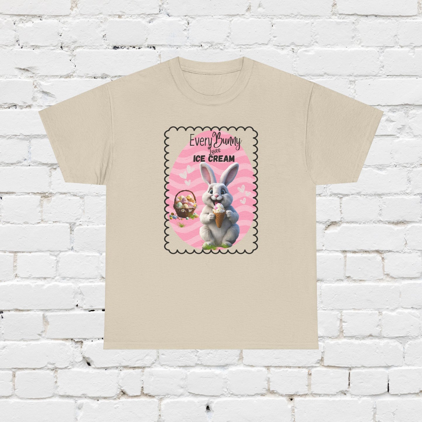 Every Bunny Loves Ice Cream Unisex Heavy Cotton Tee - Cute Easter Shirt