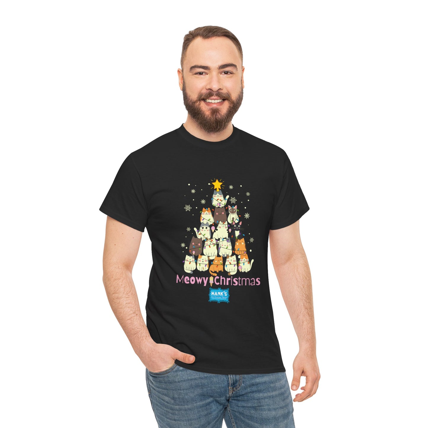 Meowy Christmas. Adult Heavy Cotton Tee