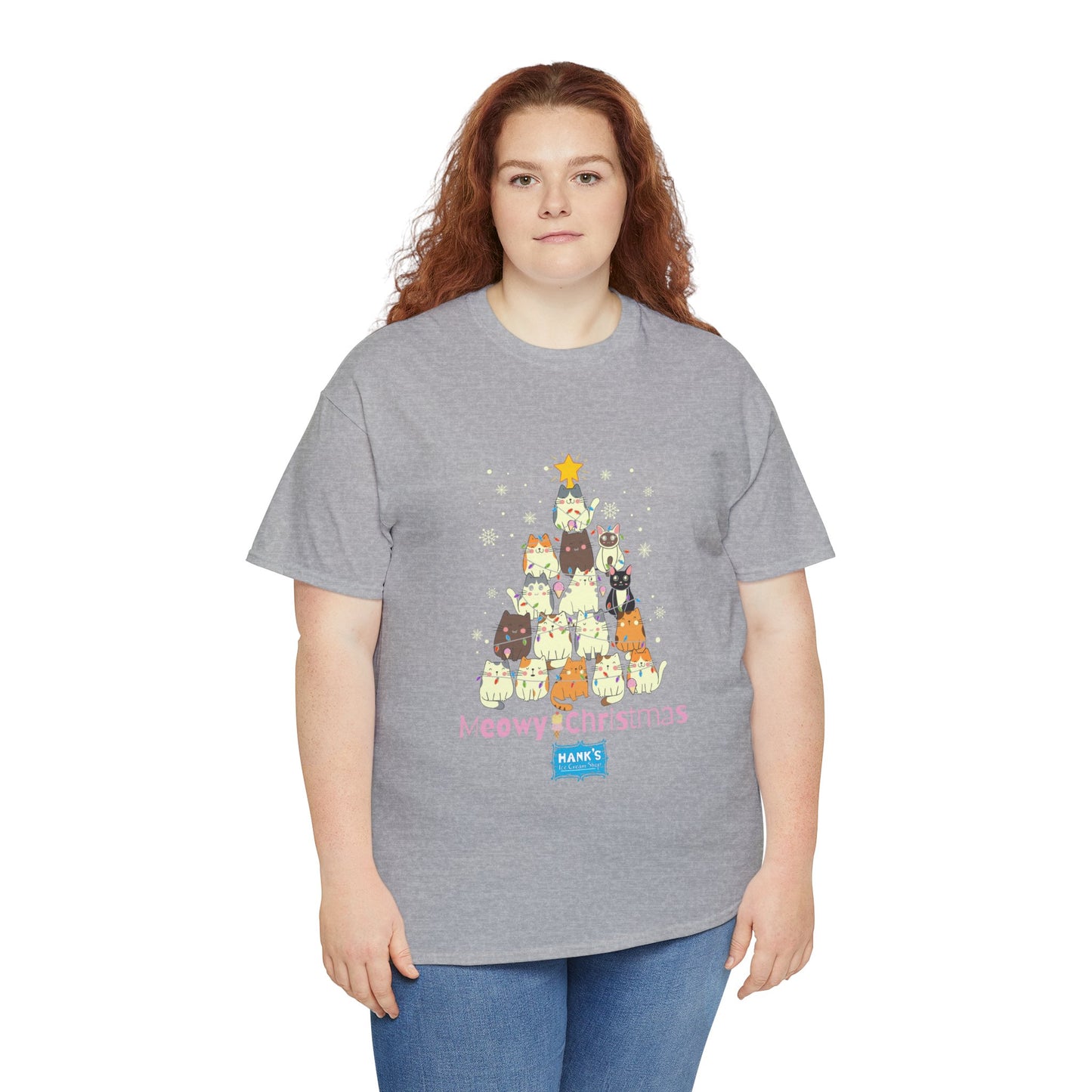 Meowy Christmas. Adult Heavy Cotton Tee