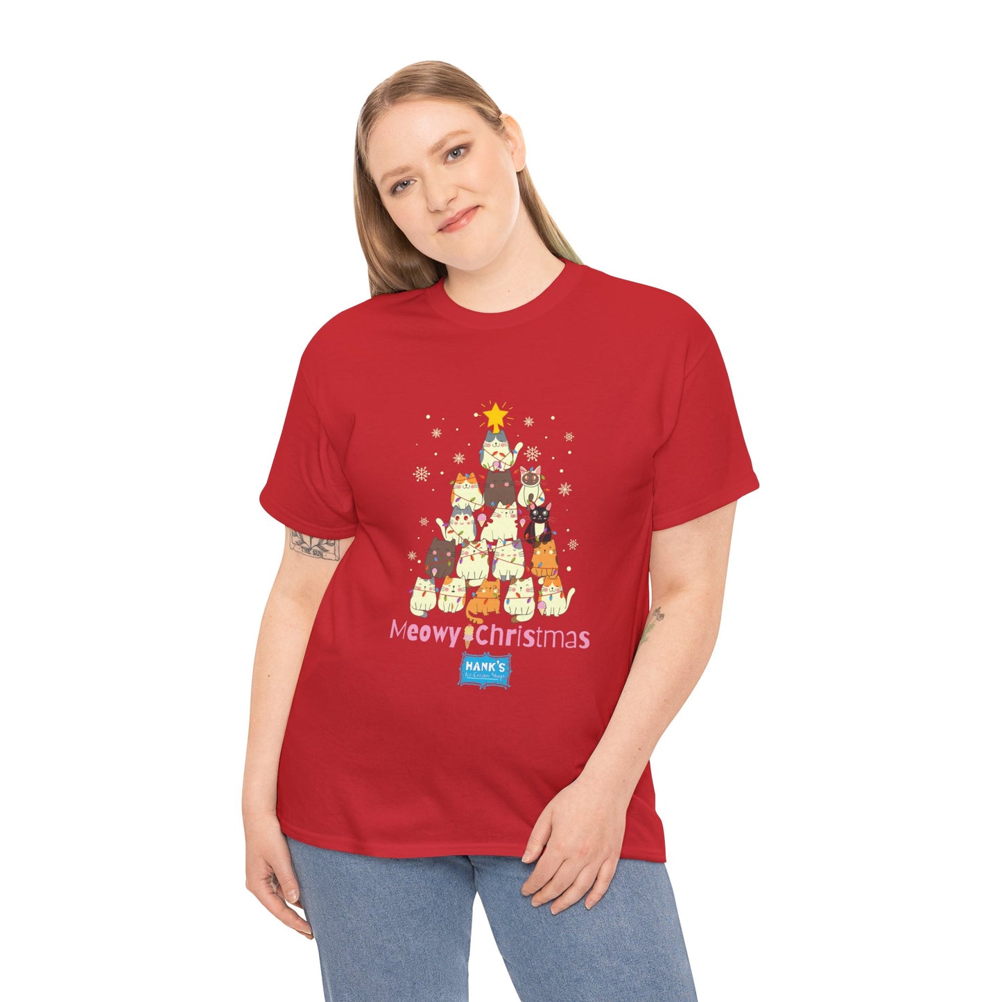 Meowy Christmas. Adult Heavy Cotton Tee