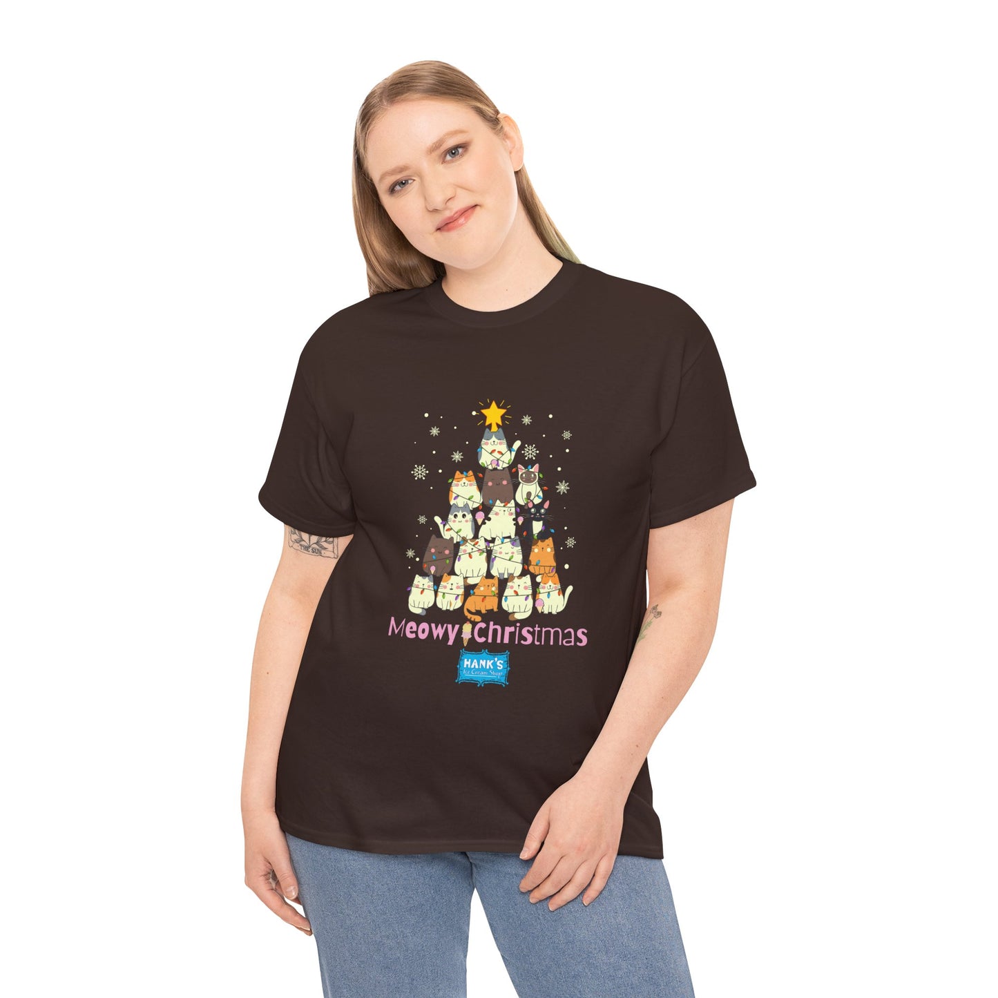 Meowy Christmas. Adult Heavy Cotton Tee