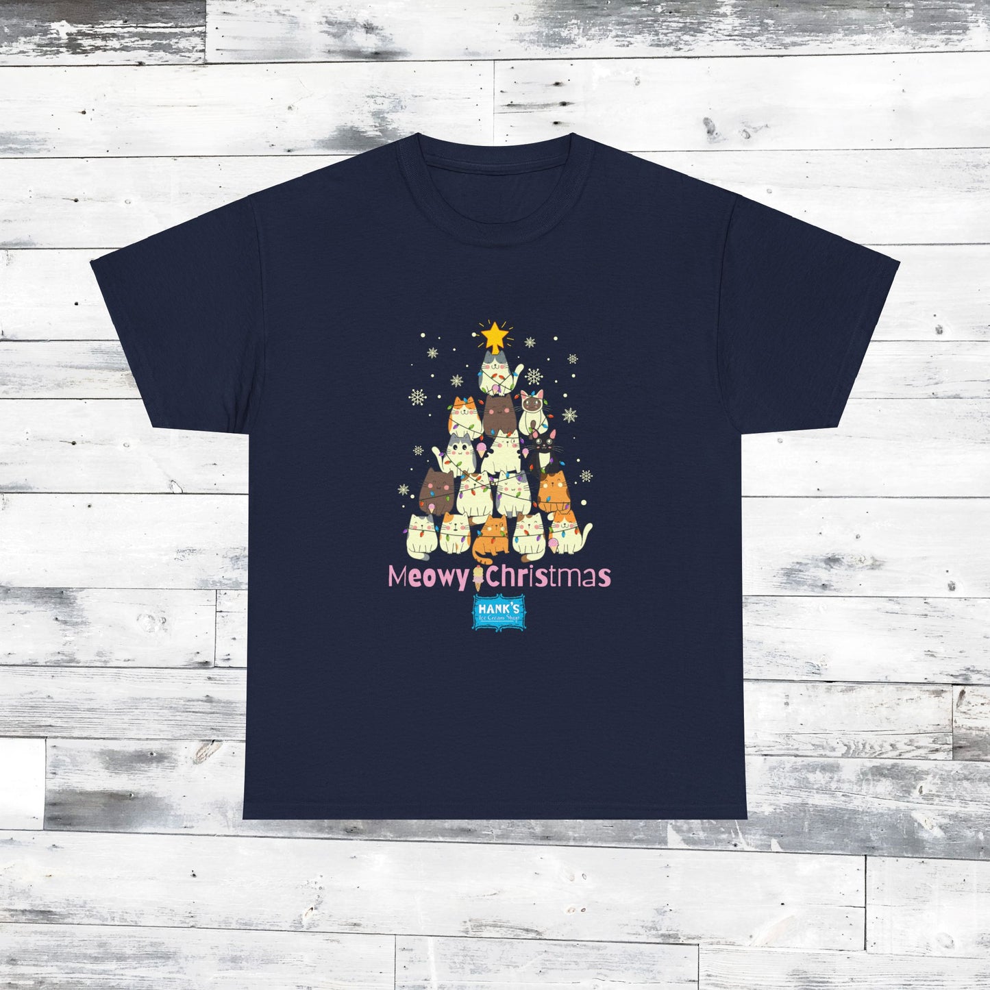 Meowy Christmas. Adult Heavy Cotton Tee