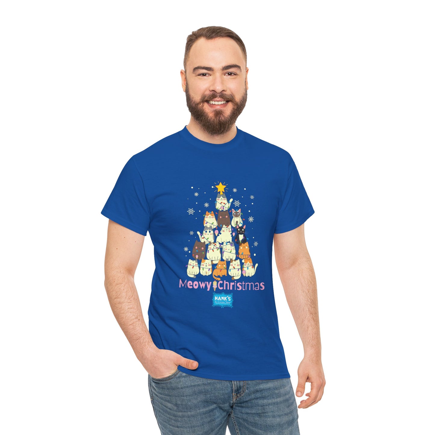 Meowy Christmas. Adult Heavy Cotton Tee
