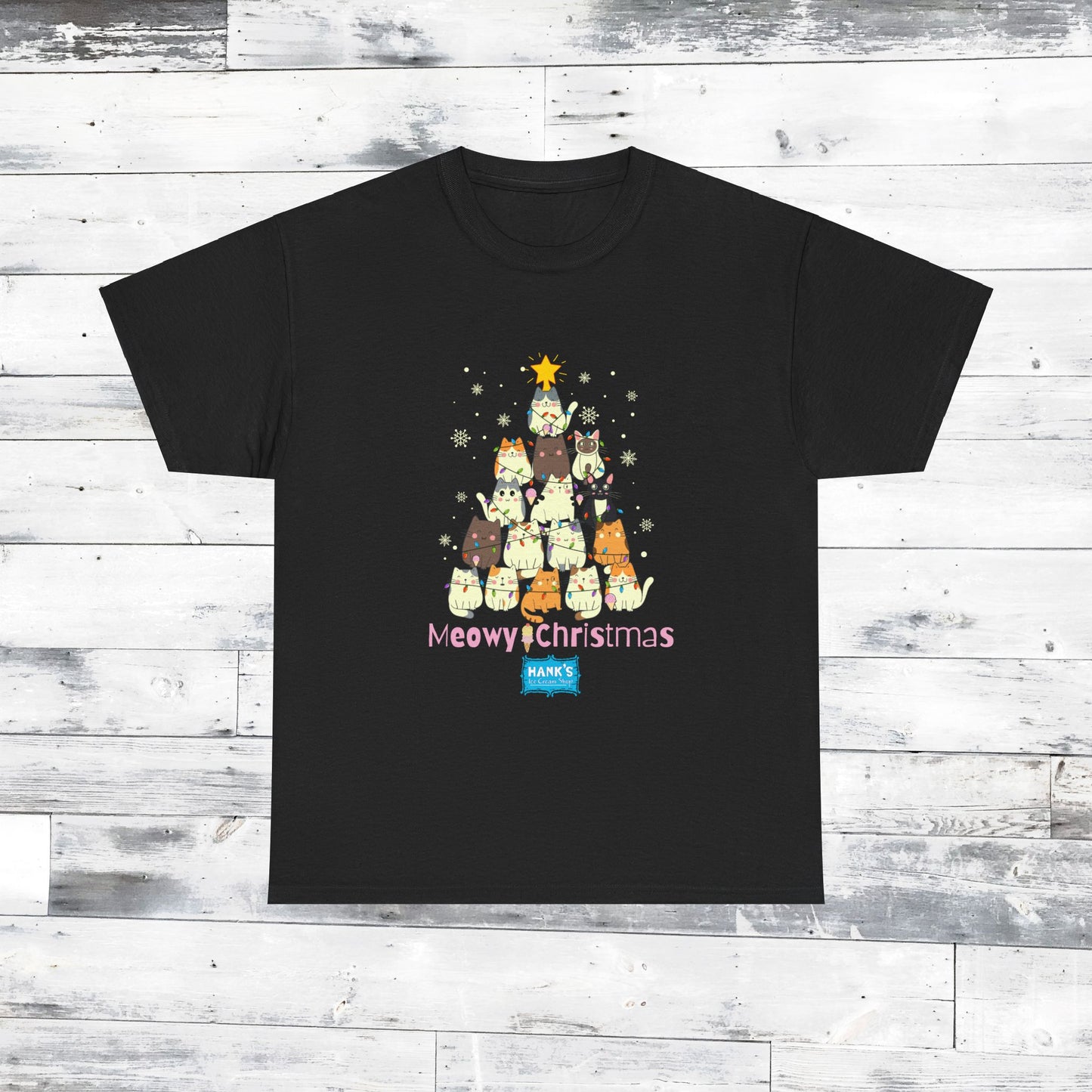 Meowy Christmas. Adult Heavy Cotton Tee