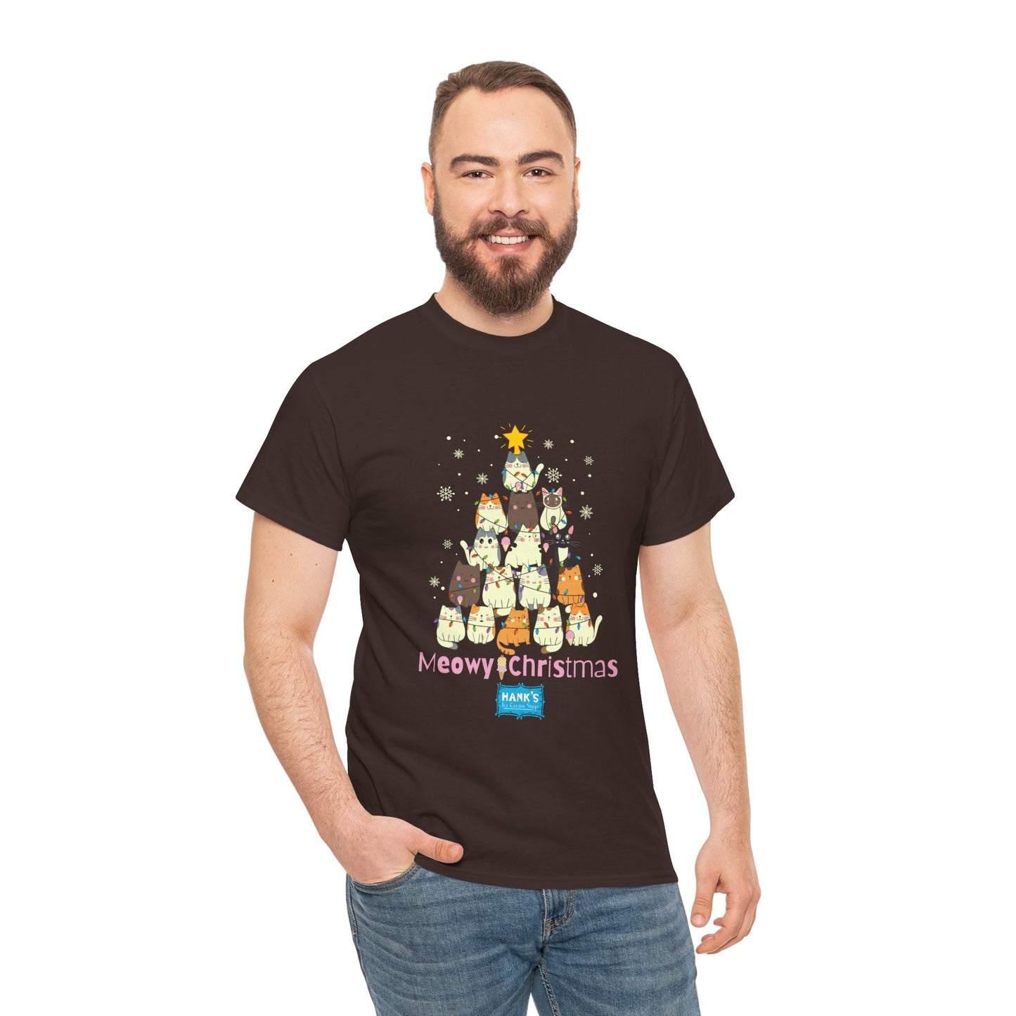 Meowy Christmas. Adult Heavy Cotton Tee