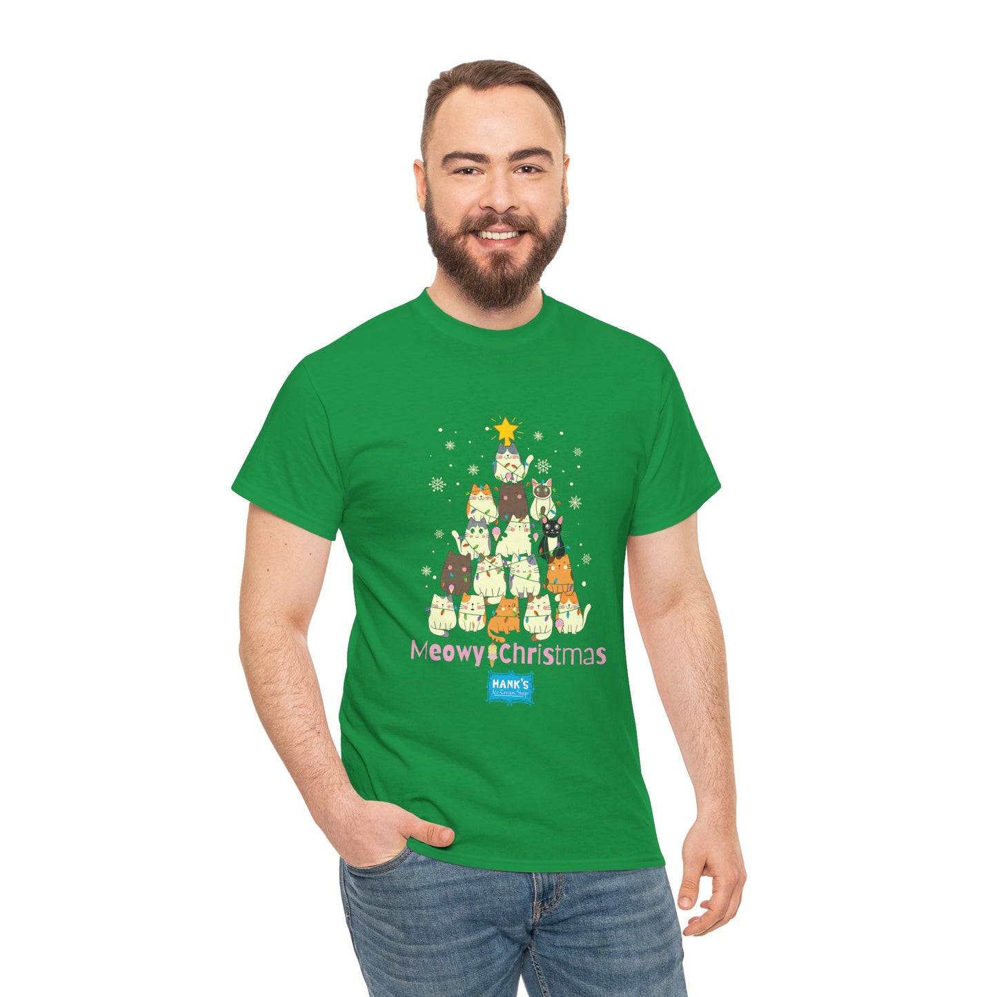 Meowy Christmas. Adult Heavy Cotton Tee