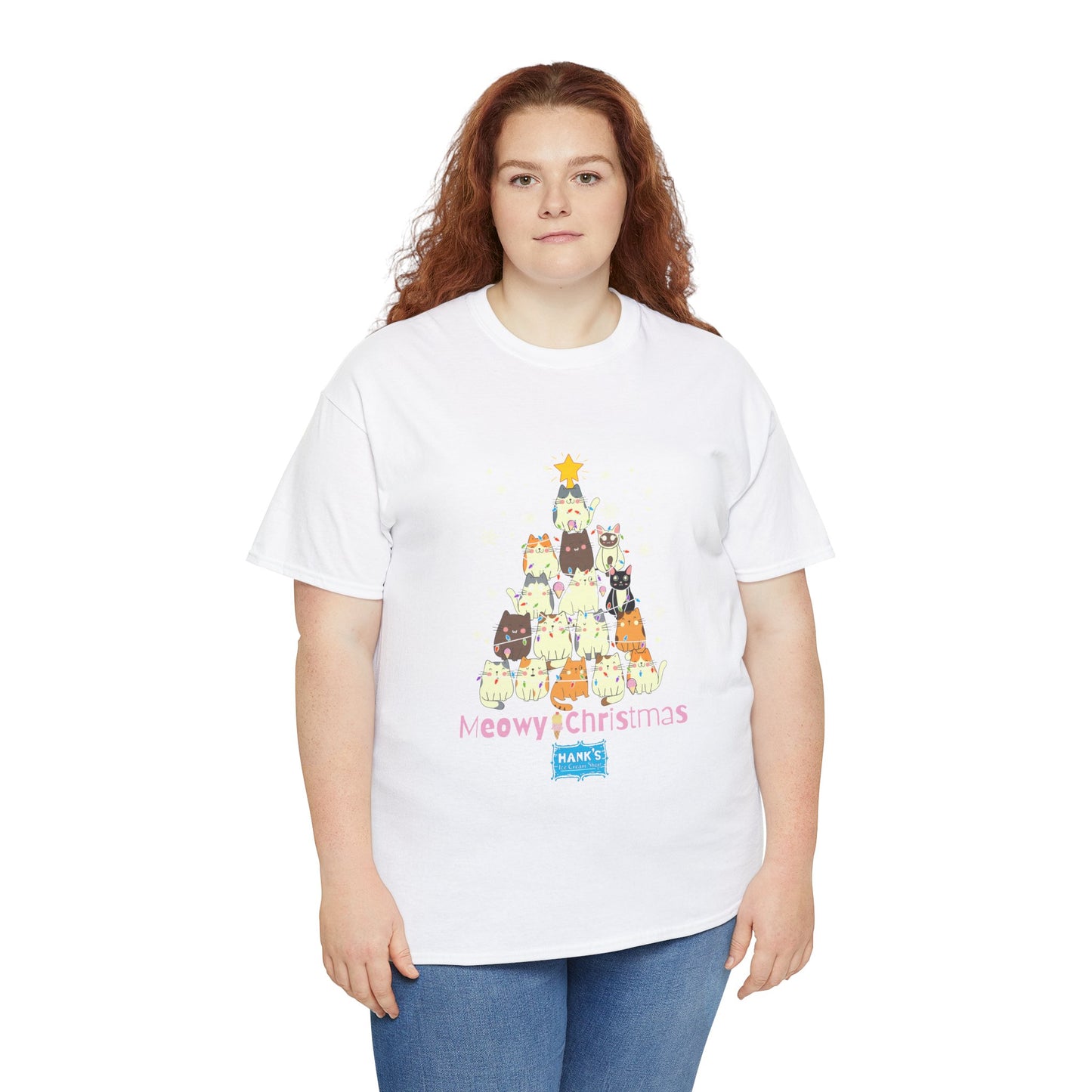 Meowy Christmas. Adult Heavy Cotton Tee