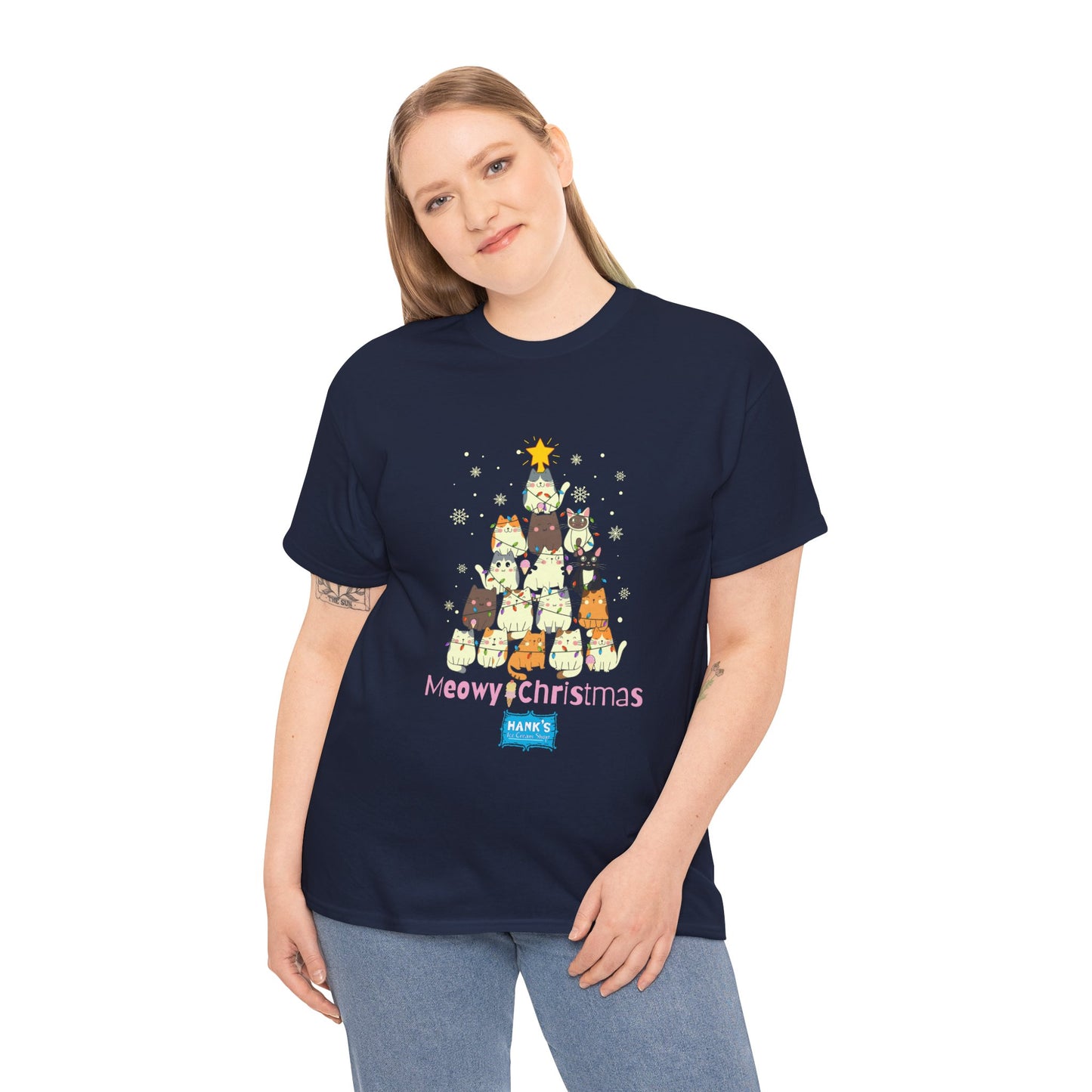 Meowy Christmas. Adult Heavy Cotton Tee
