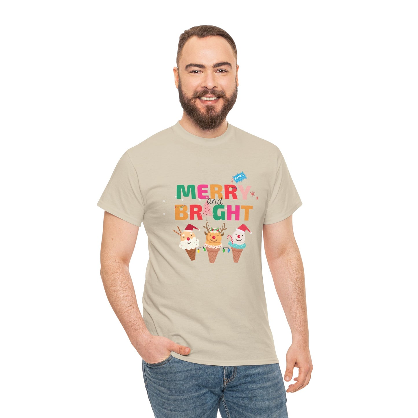 Merry and Bright. Adult Heavy Cotton Tee