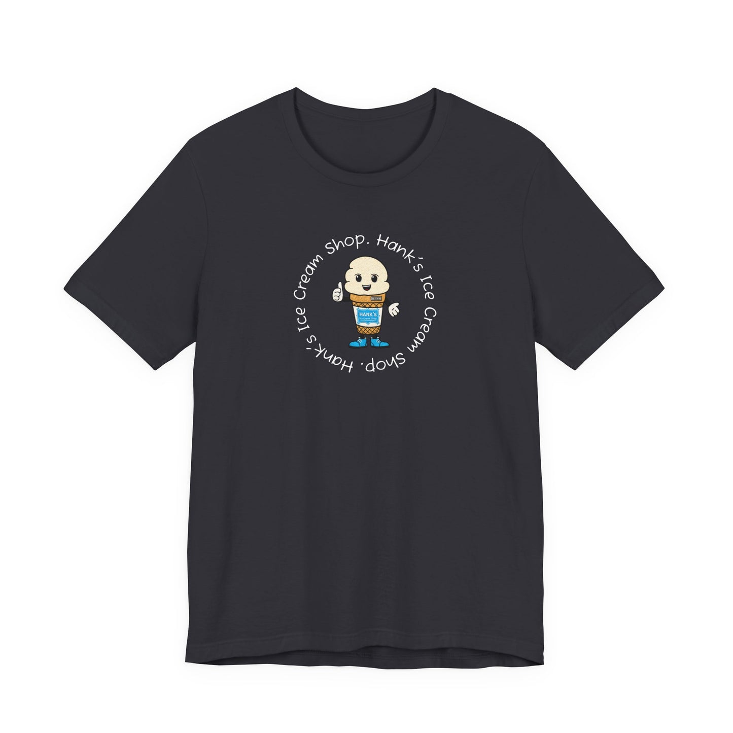 Hank's Ice Cream Shop T-Shirt — Cute Cartoon Scoop Logo Tee