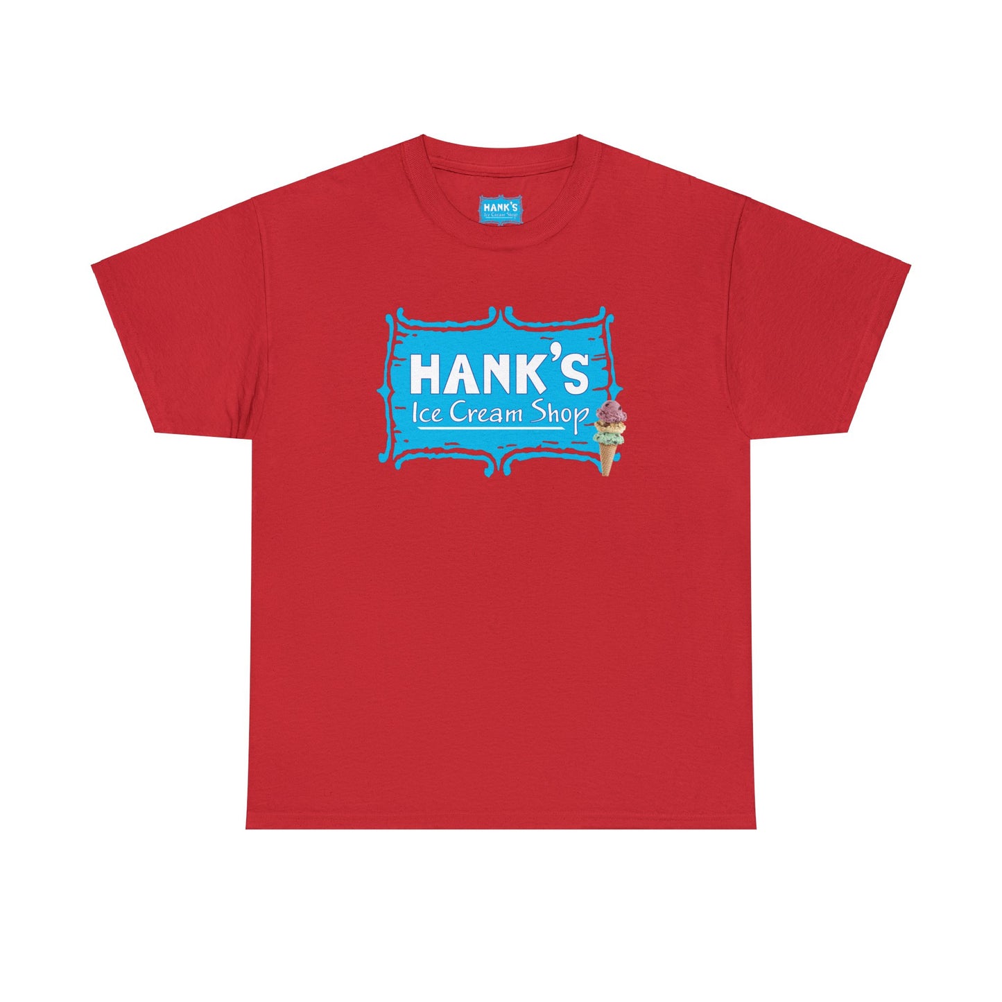 Hank's Logo with Ice Cream. Adult Heavy Cotton Tee