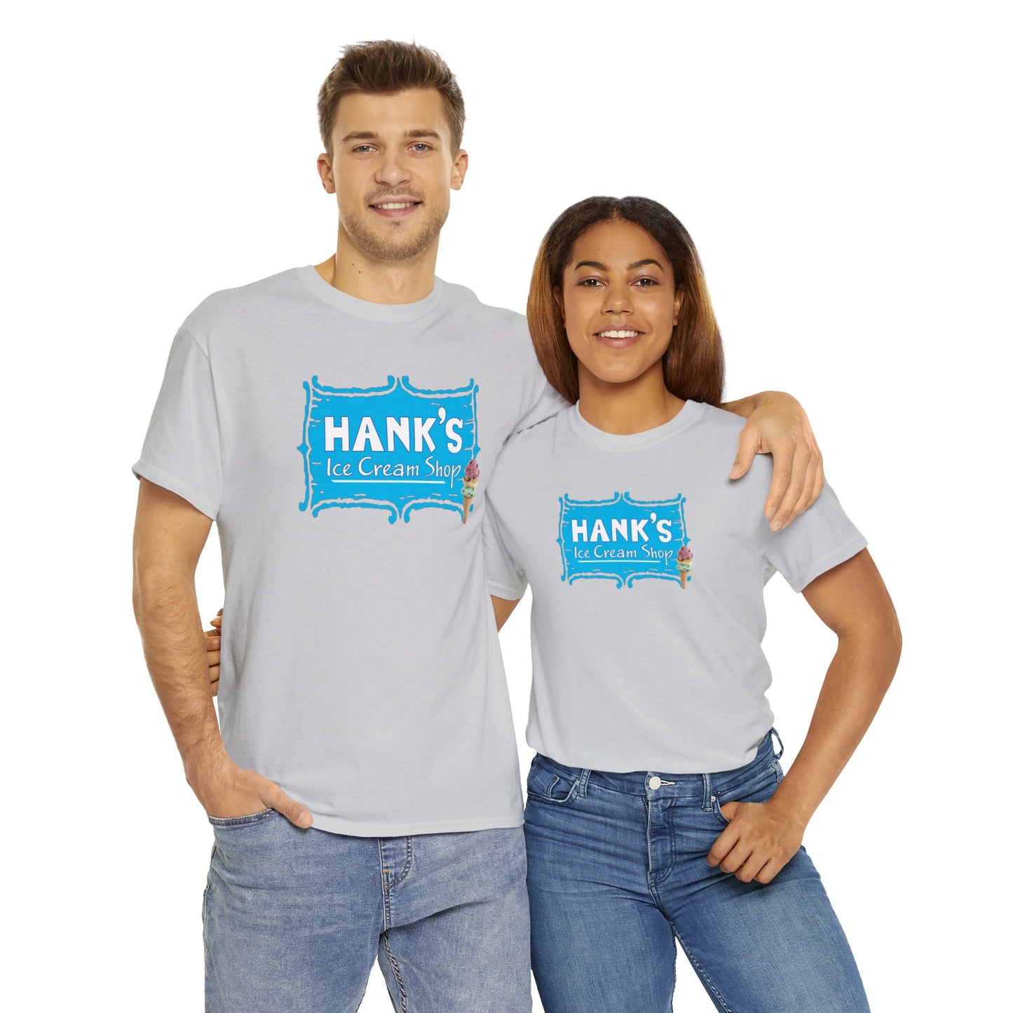 Hank's Logo with Ice Cream. Adult Heavy Cotton Tee