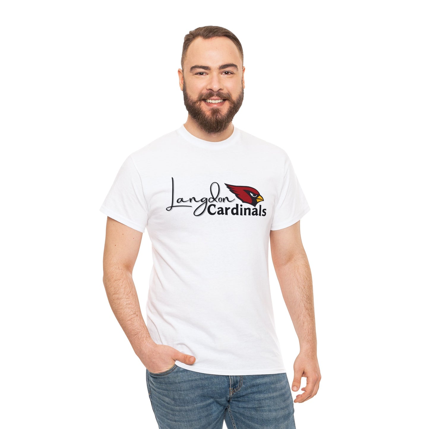 Langdon Cardinal logo2 Heavy Cotton Tee