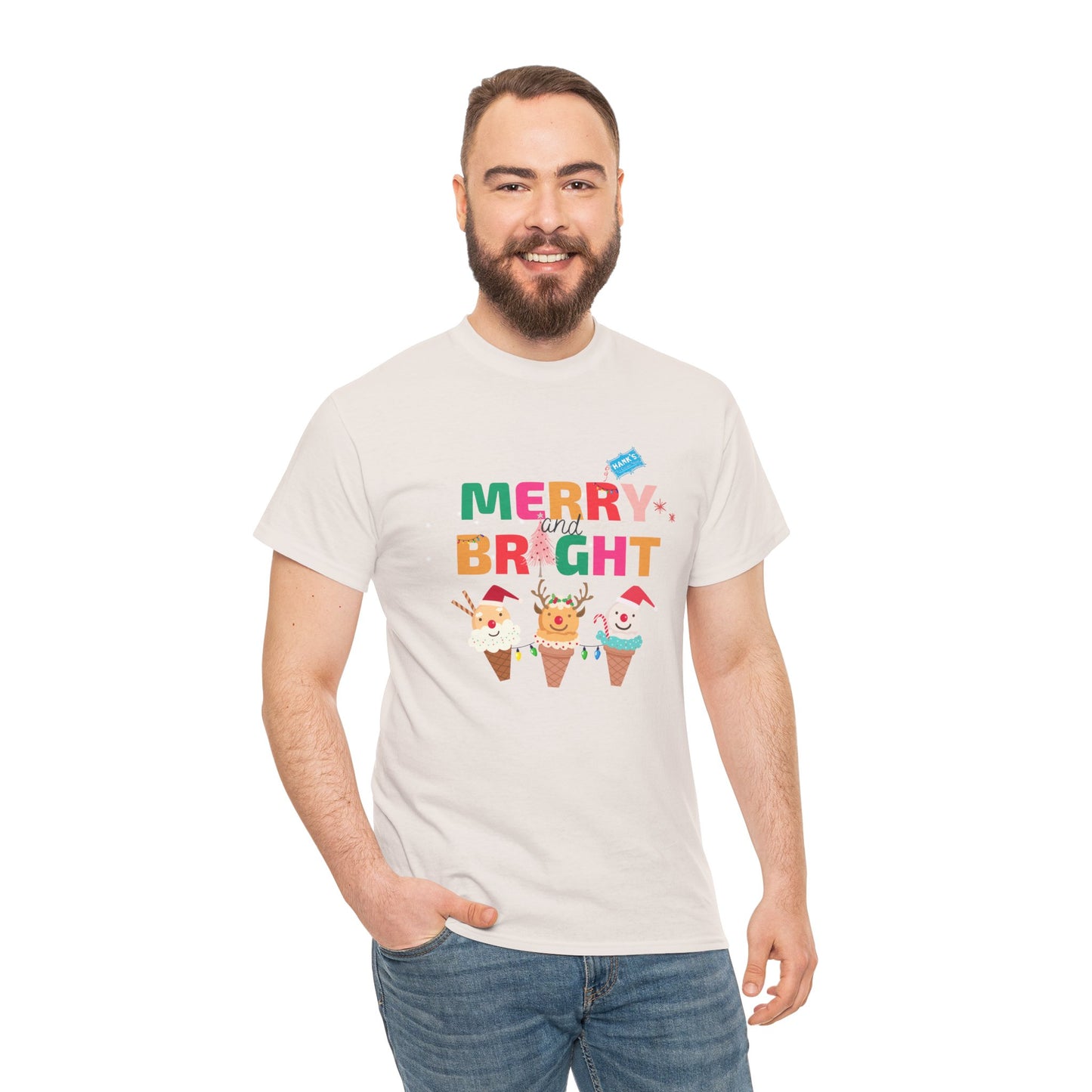 Merry and Bright. Adult Heavy Cotton Tee