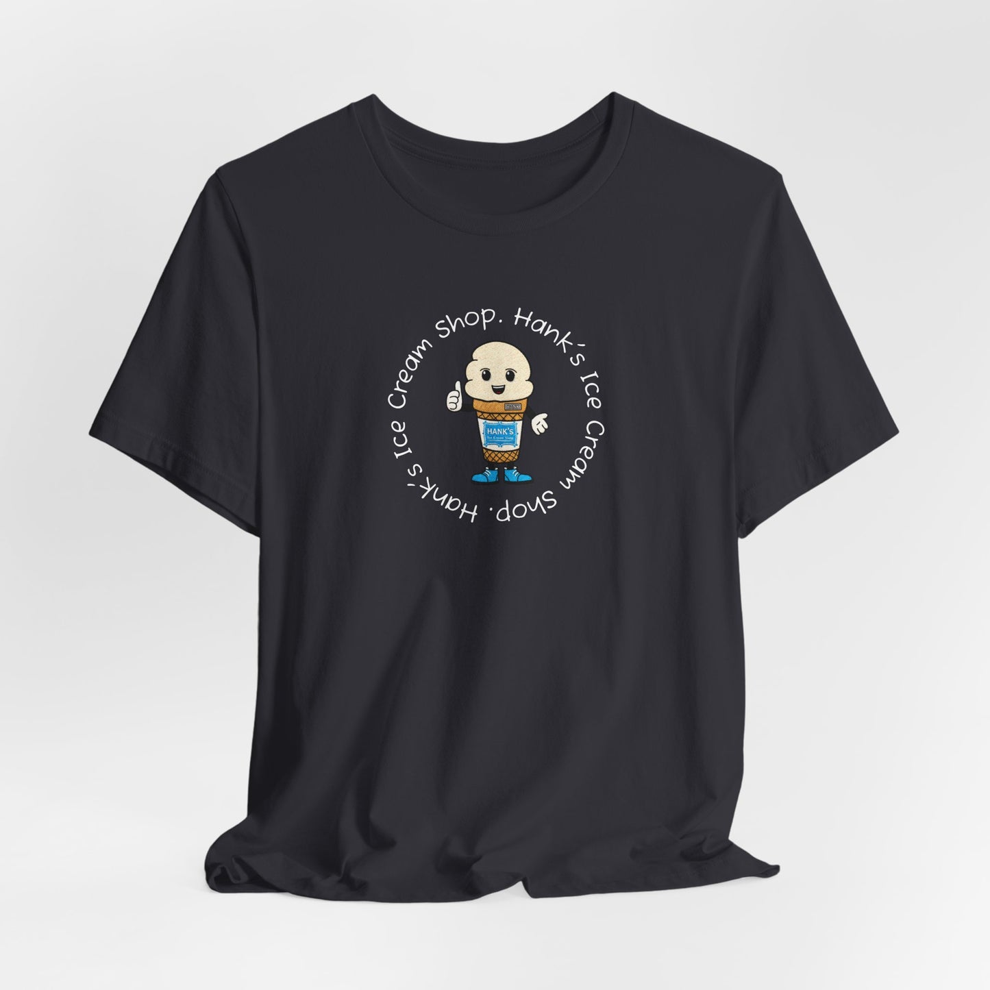 Hank's Ice Cream Shop T-Shirt — Cute Cartoon Scoop Logo Tee