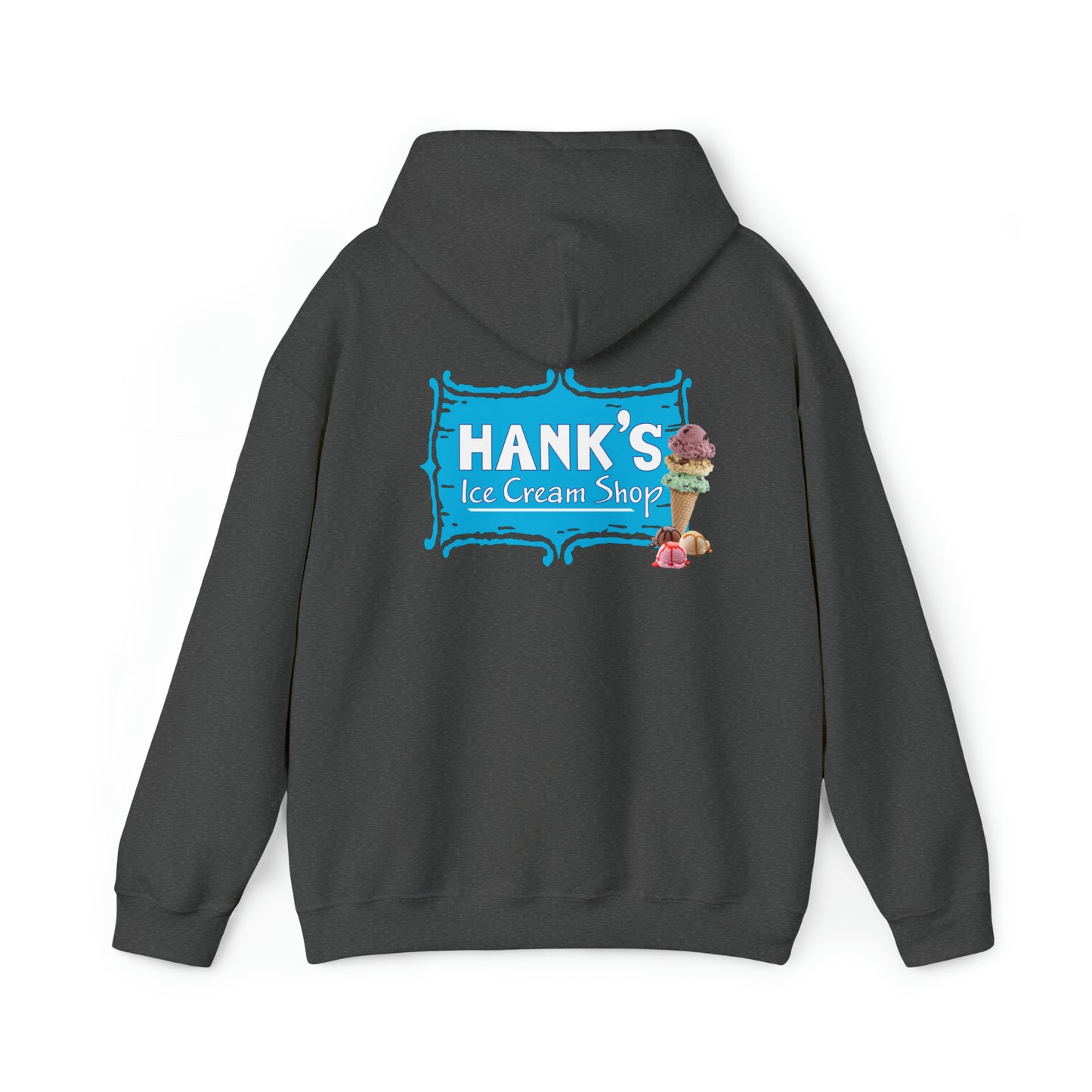 Hank's Hoodie double logo. Adult Heavy Blend™ Hooded Sweatshirt