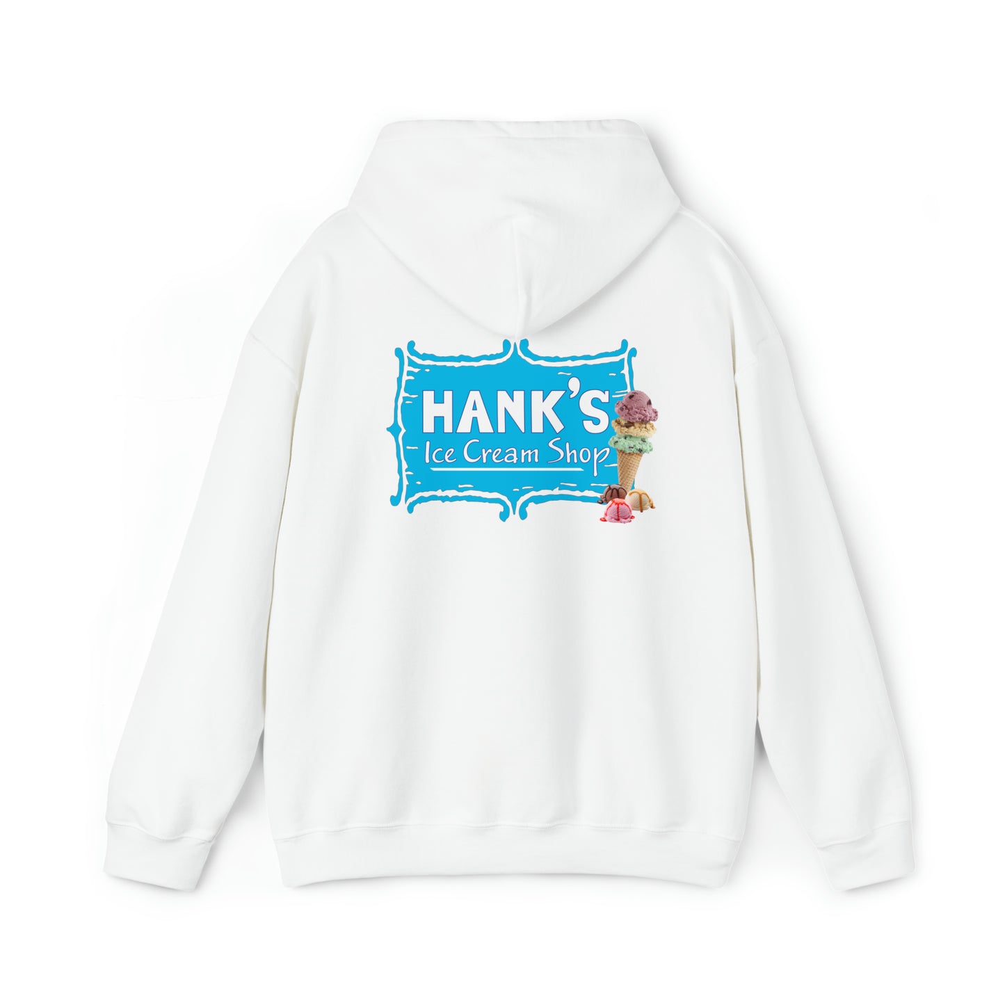 Hank's Hoodie double logo. Adult Heavy Blend™ Hooded Sweatshirt