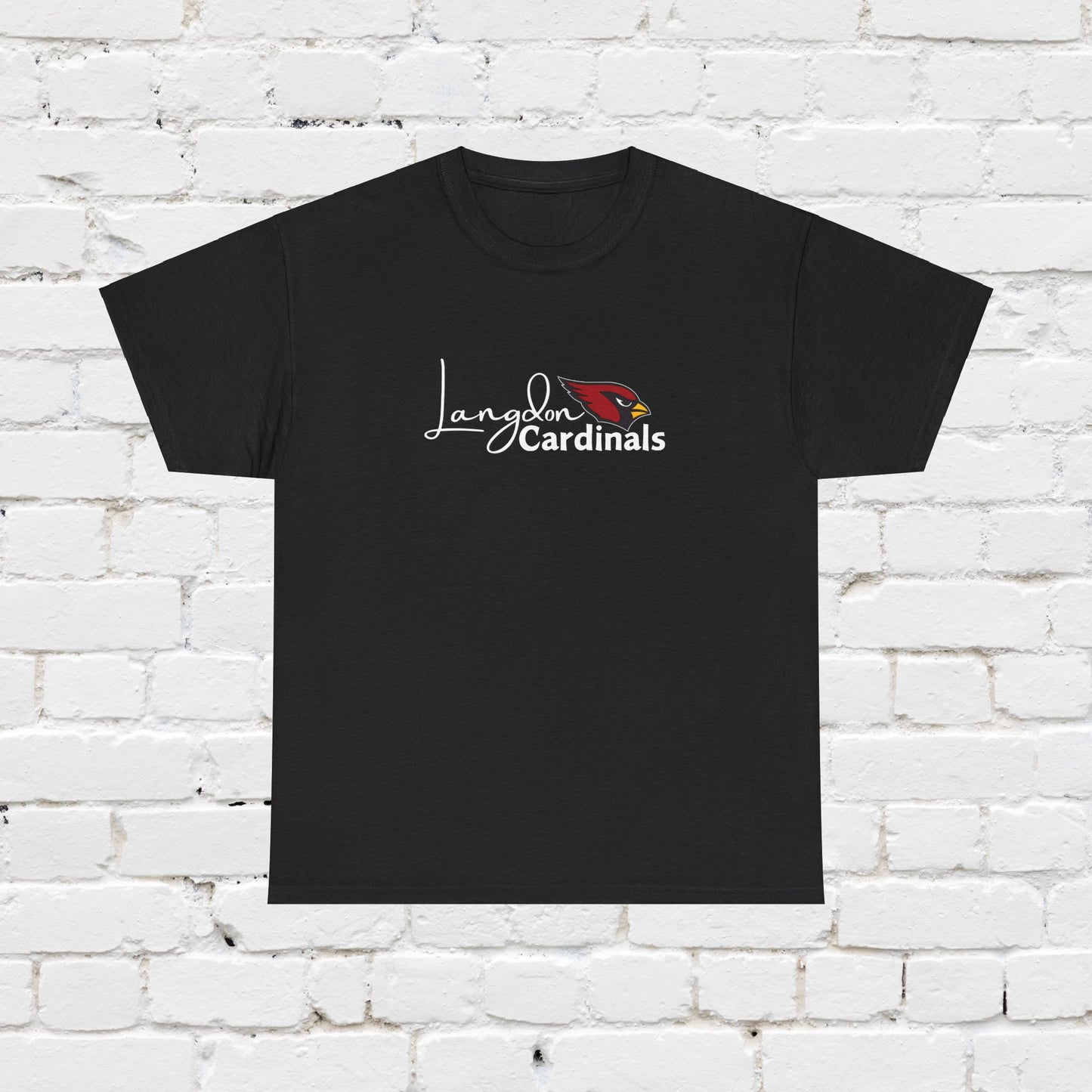 Langdon Cardinal White Logo Heavy Cotton Tee