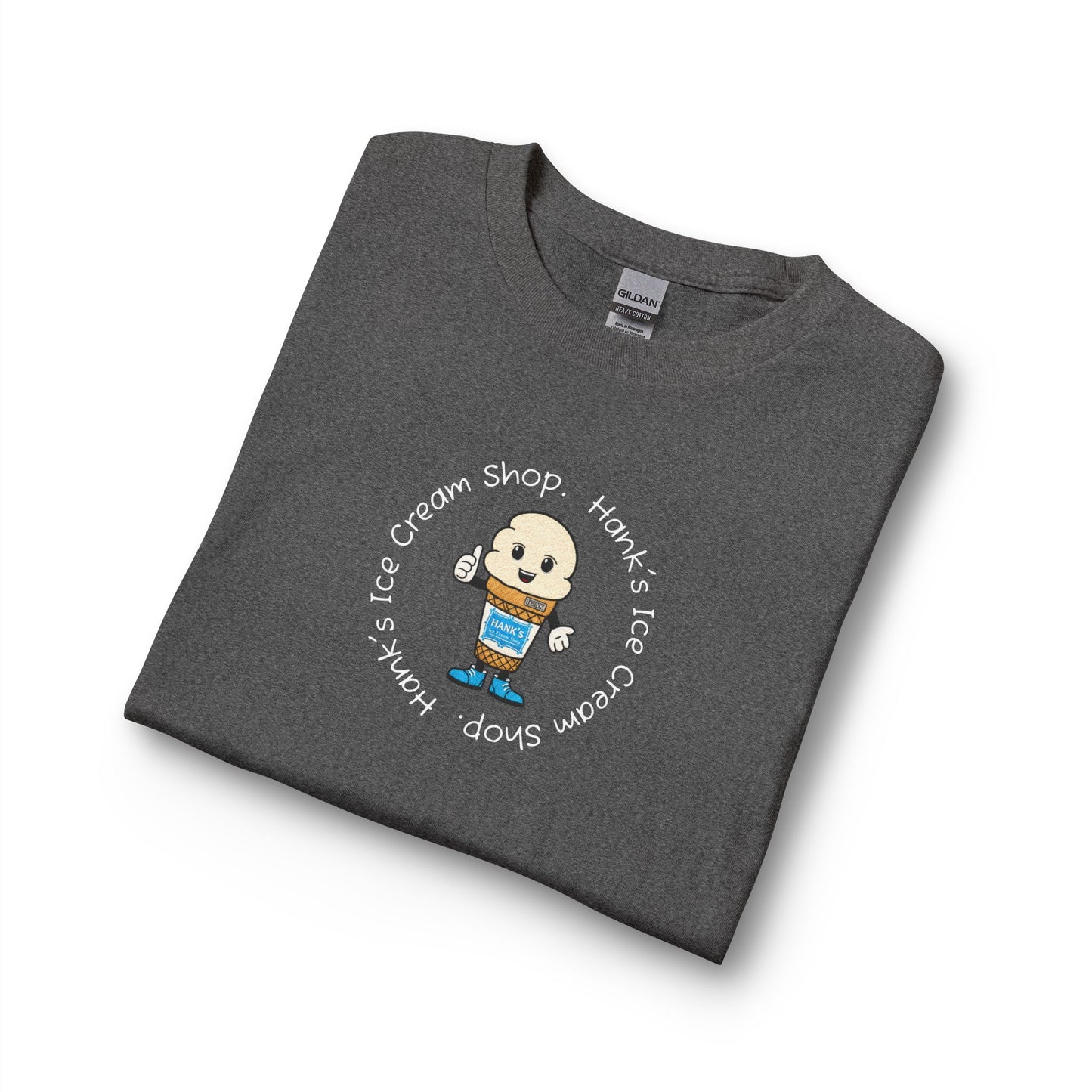 Hank's Ice Cream Shop Cartoon Long Sleeve Tee — 'Hank's Ice Cream Shop' Cute Retro Design. Logo