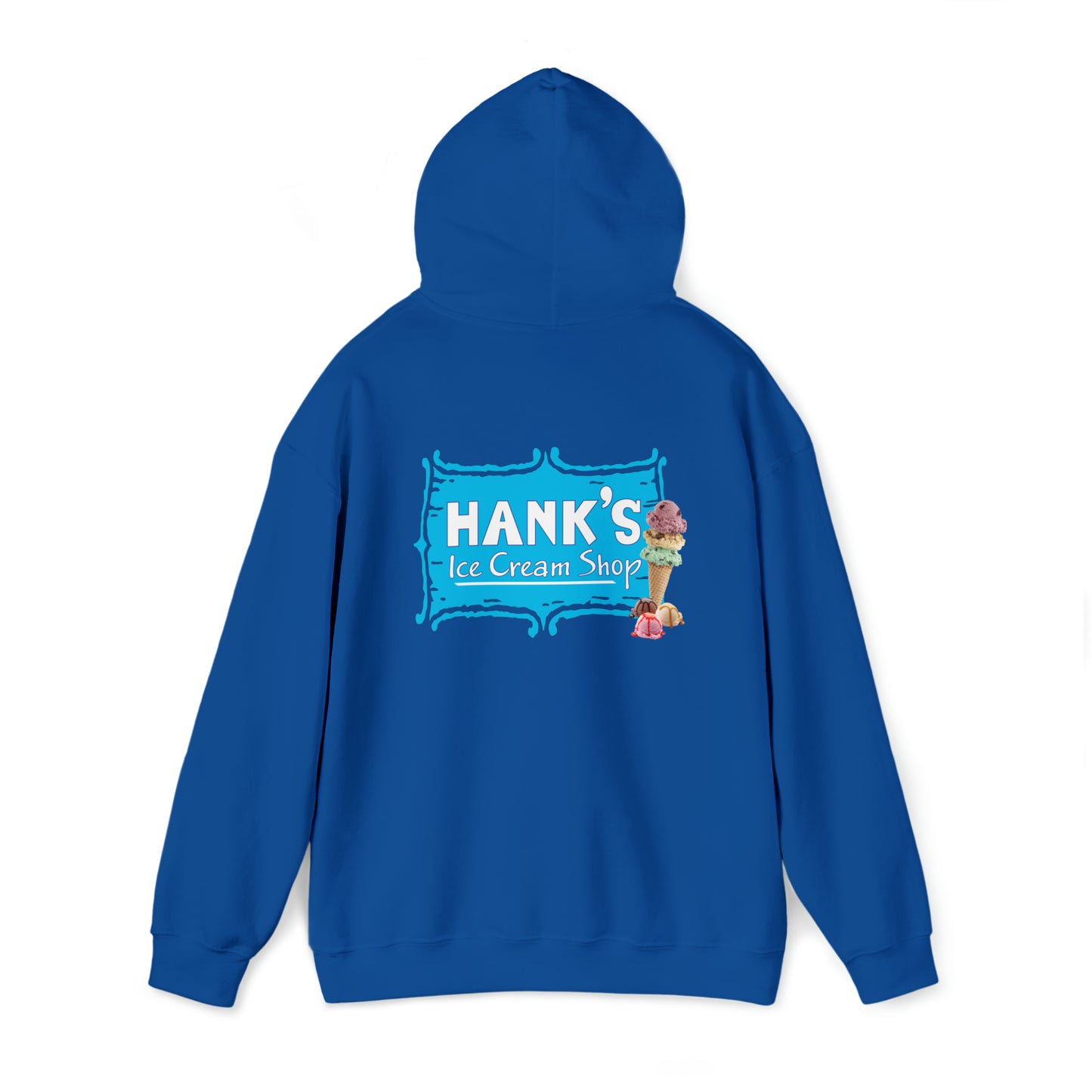 Hank's Hoodie double logo. Adult Heavy Blend™ Hooded Sweatshirt