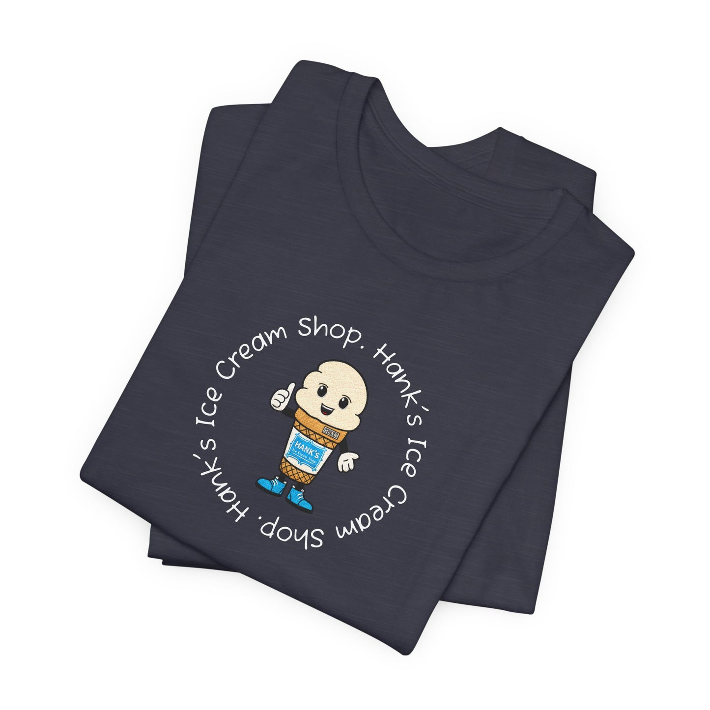 Hank's Ice Cream Shop T-Shirt — Cute Cartoon Scoop Logo Tee