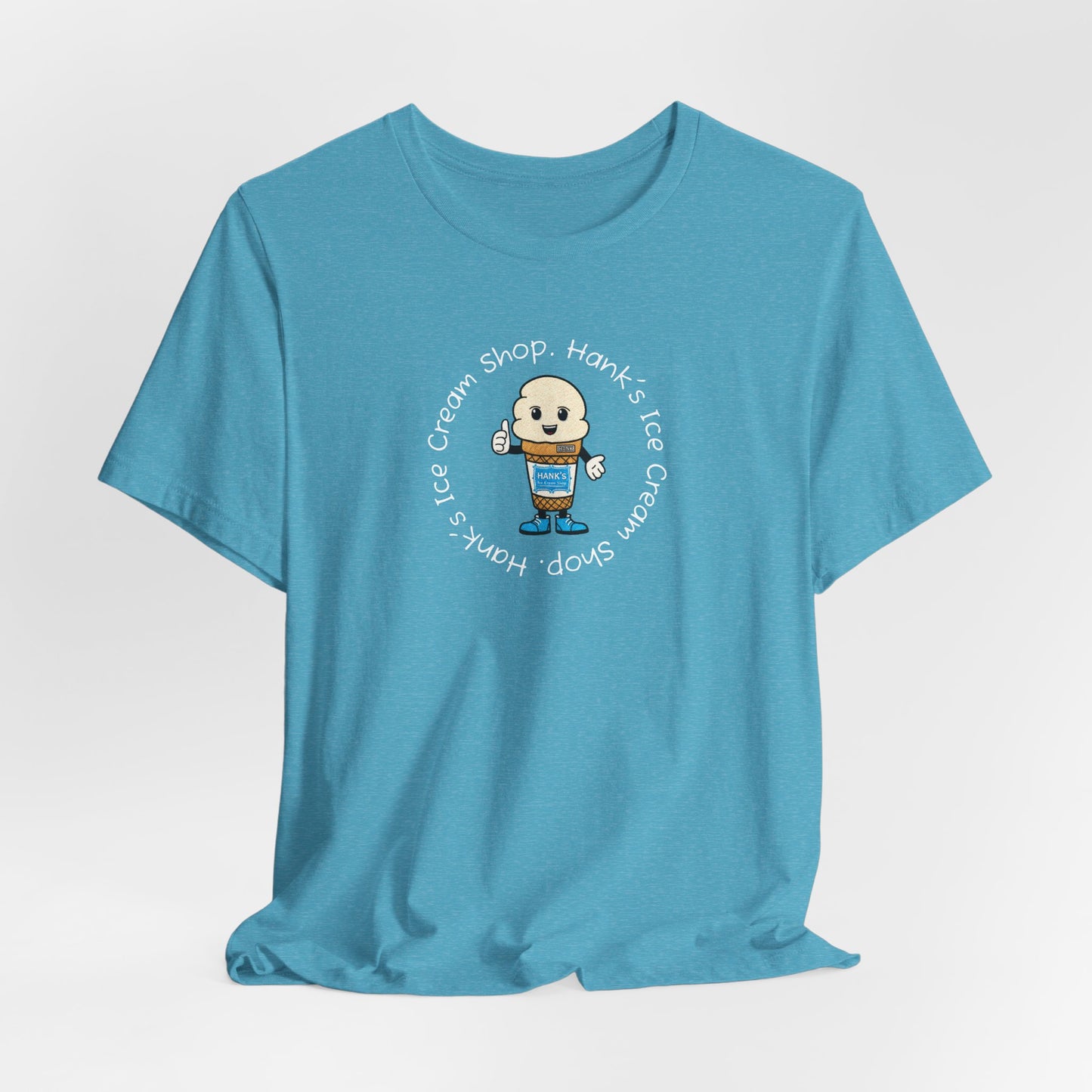 Hank's Ice Cream Shop T-Shirt — Cute Cartoon Scoop Logo Tee