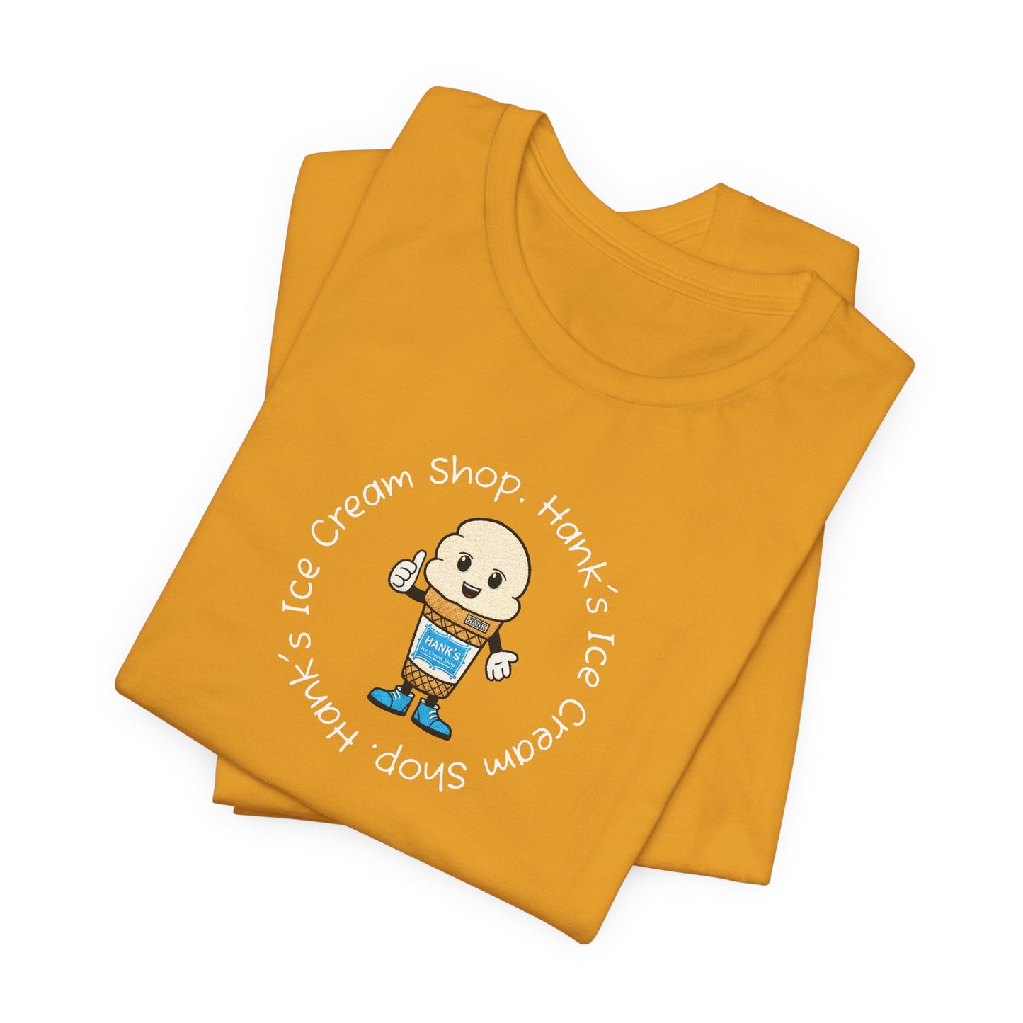 Hank's Ice Cream Shop T-Shirt — Cute Cartoon Scoop Logo Tee
