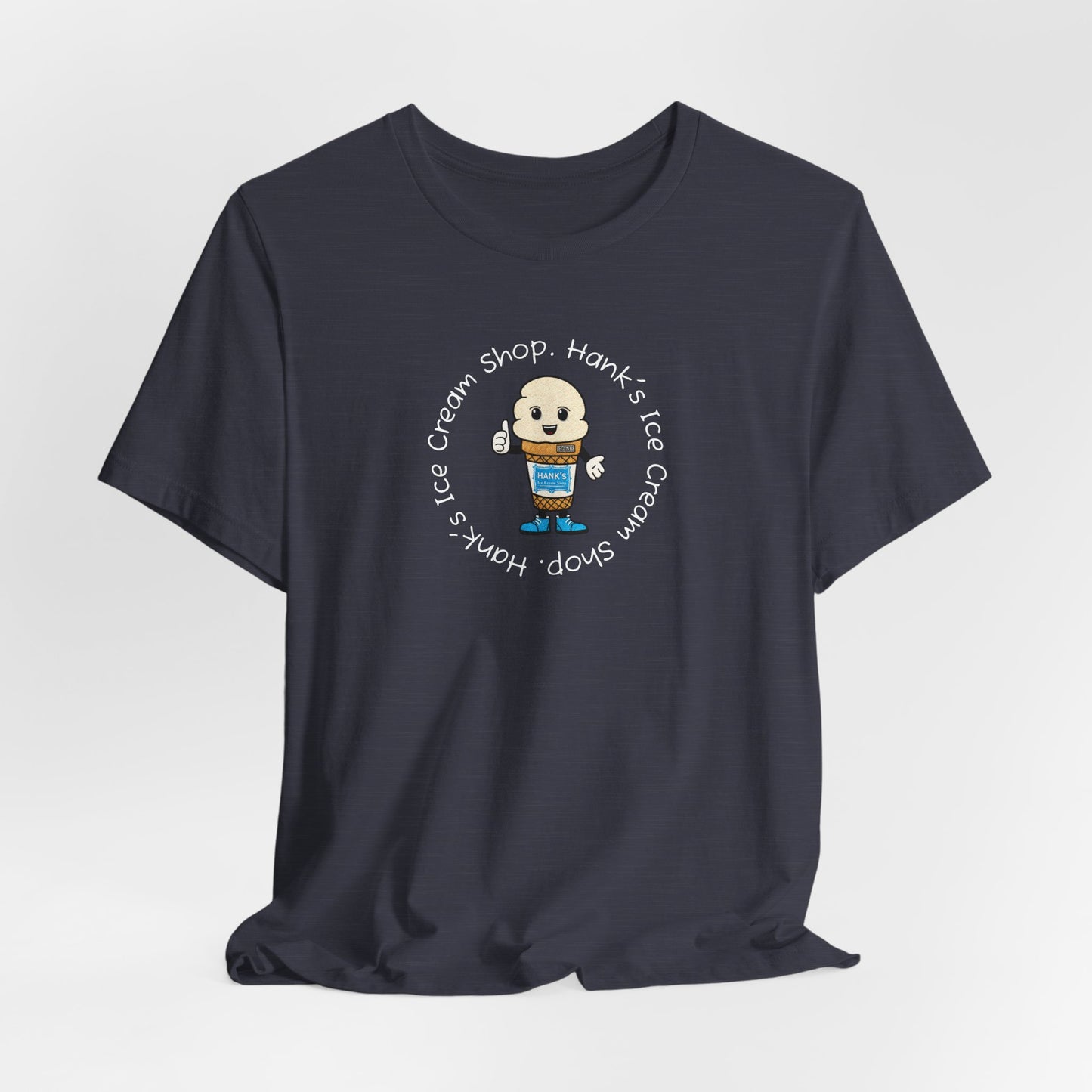 Hank's Ice Cream Shop T-Shirt — Cute Cartoon Scoop Logo Tee