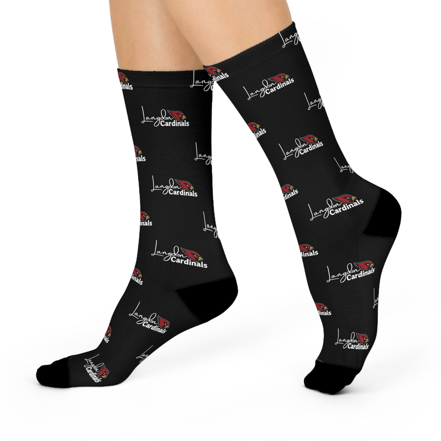 Langdon Cardinal White Logo Cushioned Crew Socks