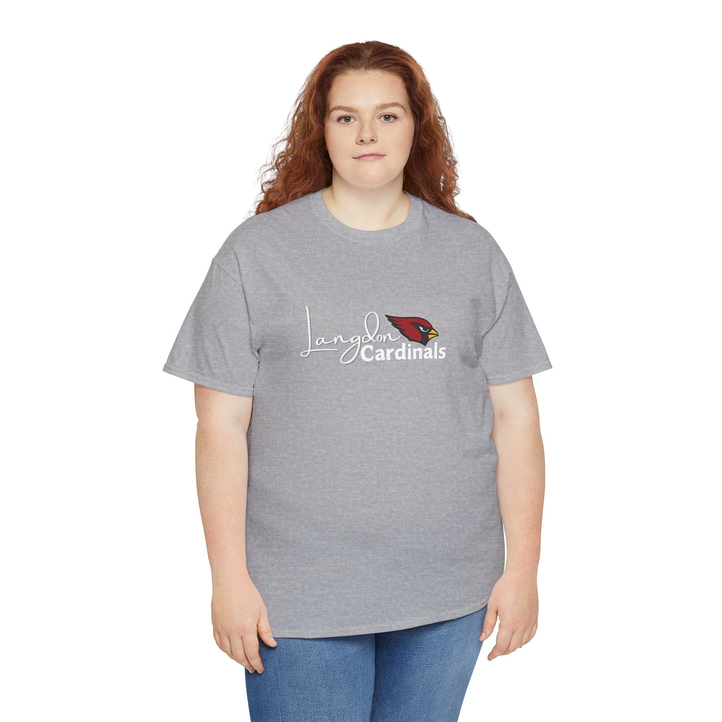 Langdon Cardinal White Logo Heavy Cotton Tee