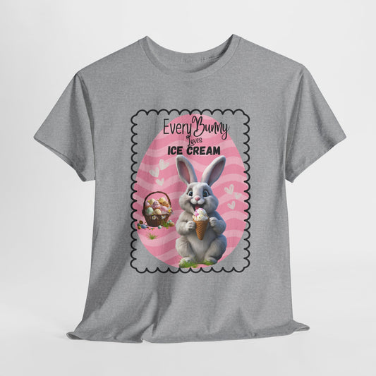 Every Bunny Loves Ice Cream Unisex Heavy Cotton Tee - Cute Easter Shirt