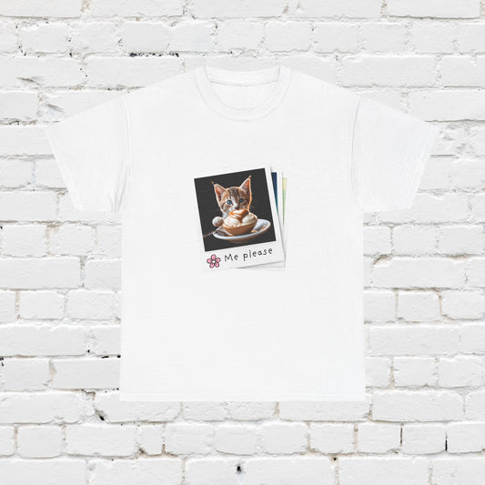 Cute Cat Lover Tee, Unisex Heavy Cotton T-Shirt, Cat Lover Gift, Funny Pet Shirt, Animal Lover Apparel, Me Please Tee, Everyday Casual Wear