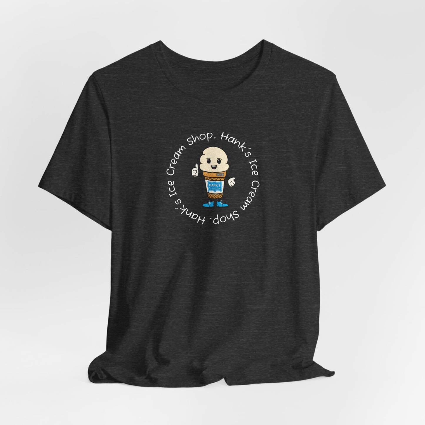 Hank's Ice Cream Shop T-Shirt — Cute Cartoon Scoop Logo Tee