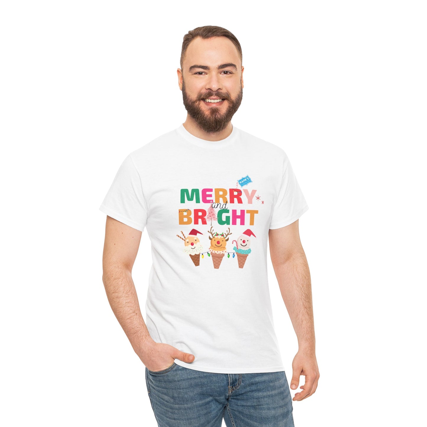 Merry and Bright. Adult Heavy Cotton Tee