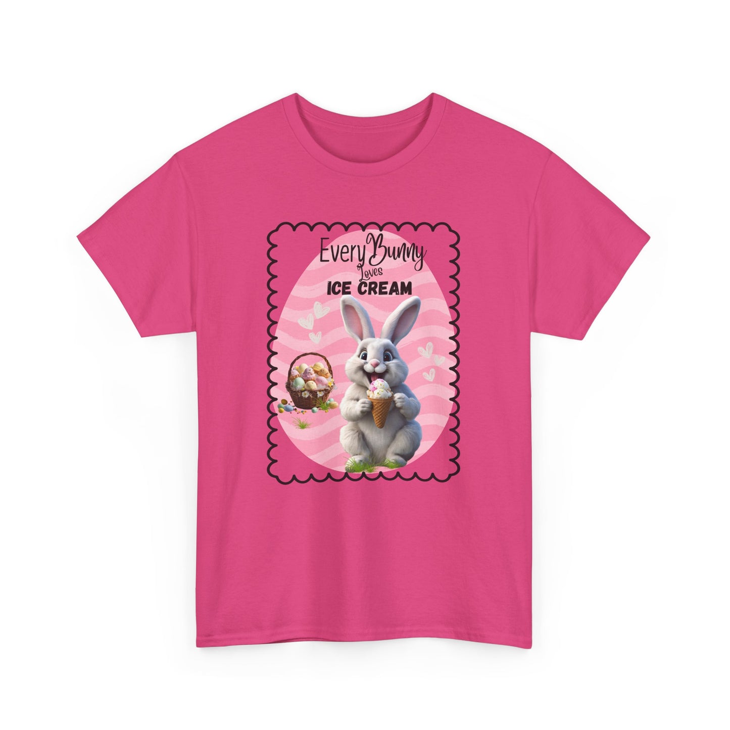 Every Bunny Loves Ice Cream Unisex Heavy Cotton Tee - Cute Easter Shirt